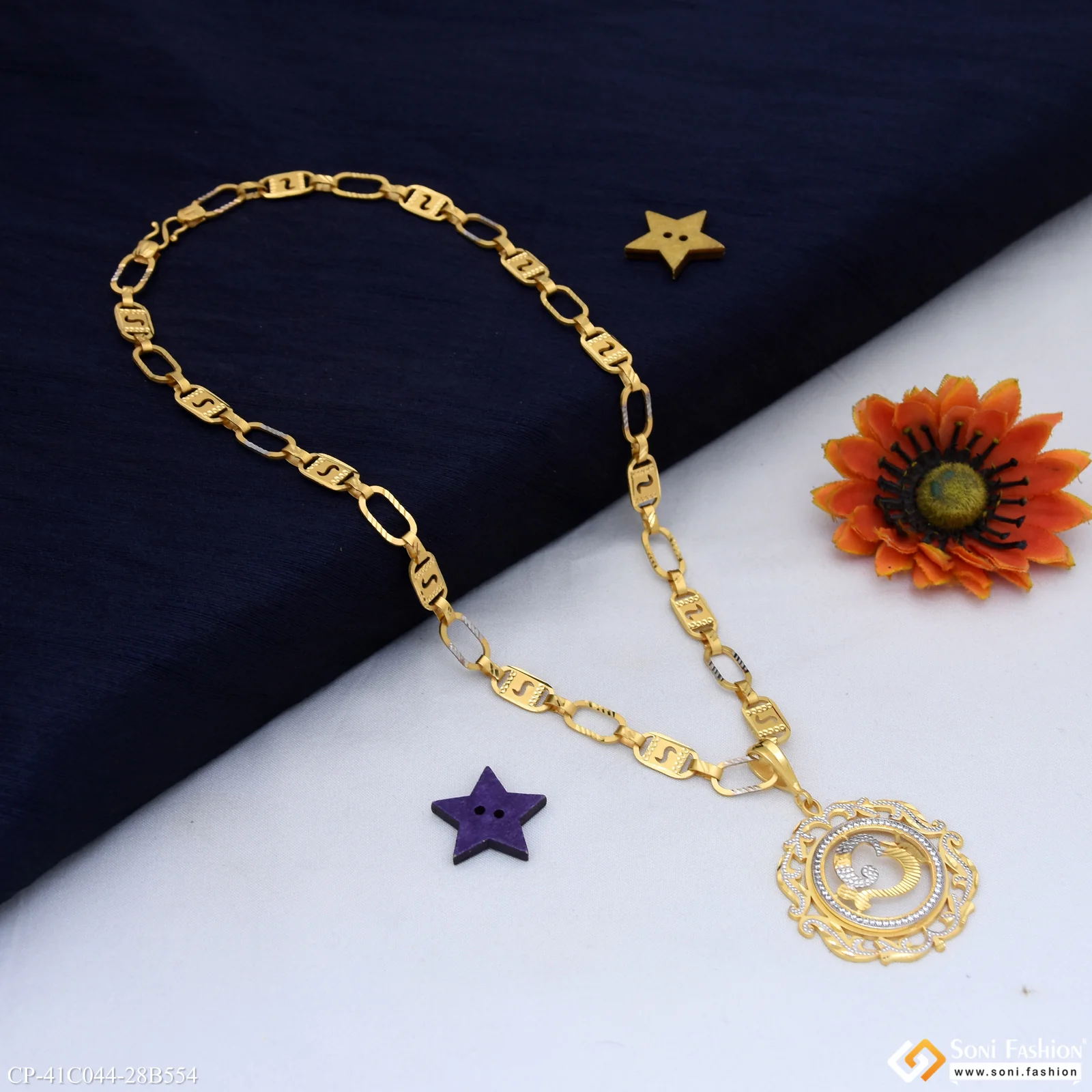 1 Gram Gold Plated Om Pendant With Chain for Men (CP-C044-B554) - Image 5