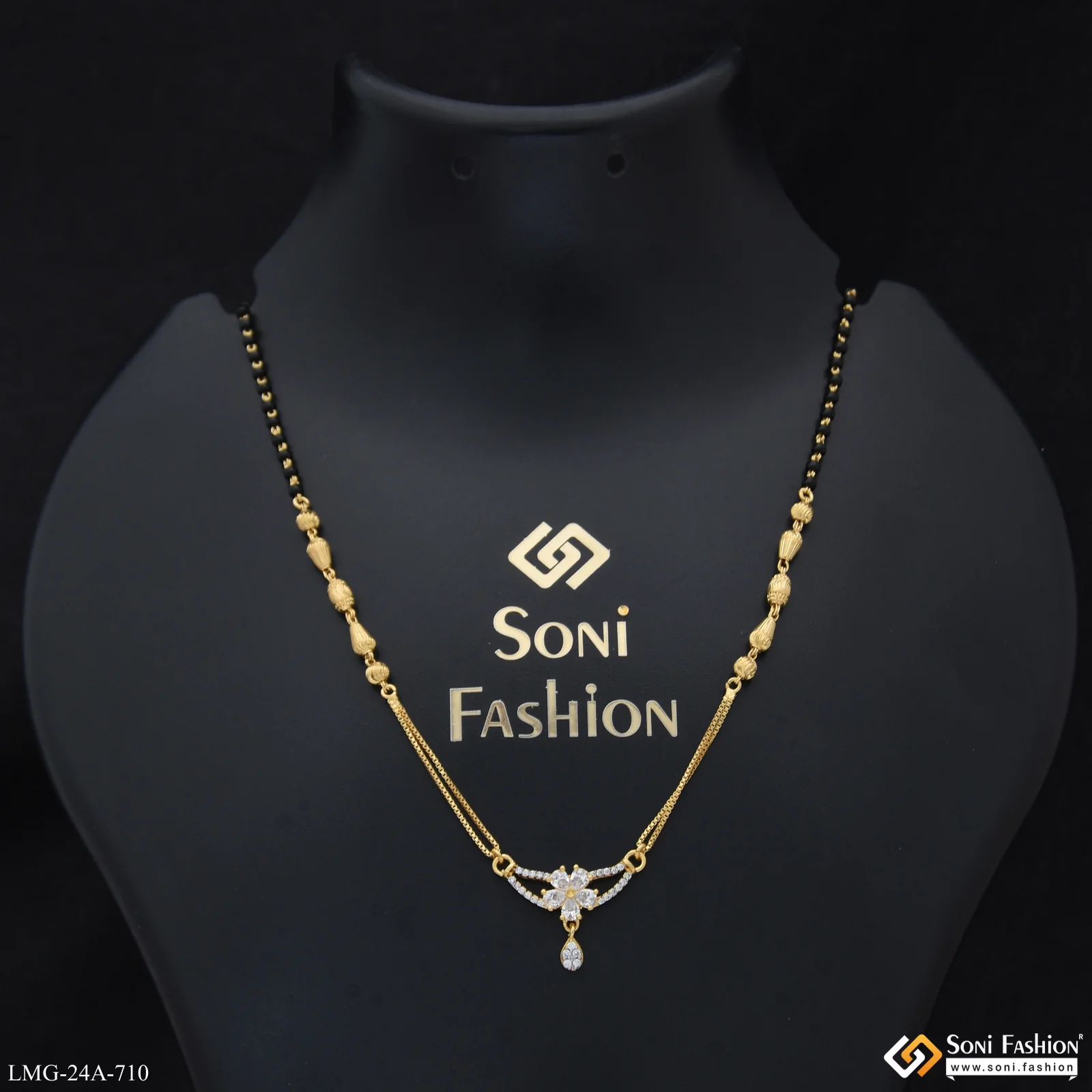 1 Gram Gold Plated Opulent Design Mangalsutra for Women - Style A710