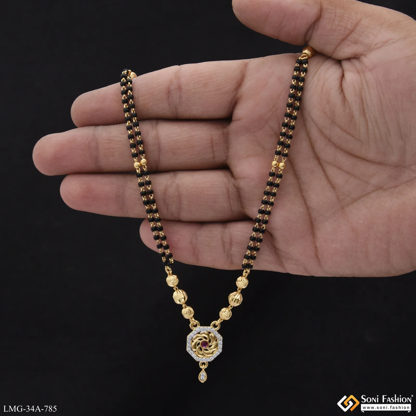 1 Gram Gold Plated Opulent Design Mangalsutra for Women - Style A785 - Image 2