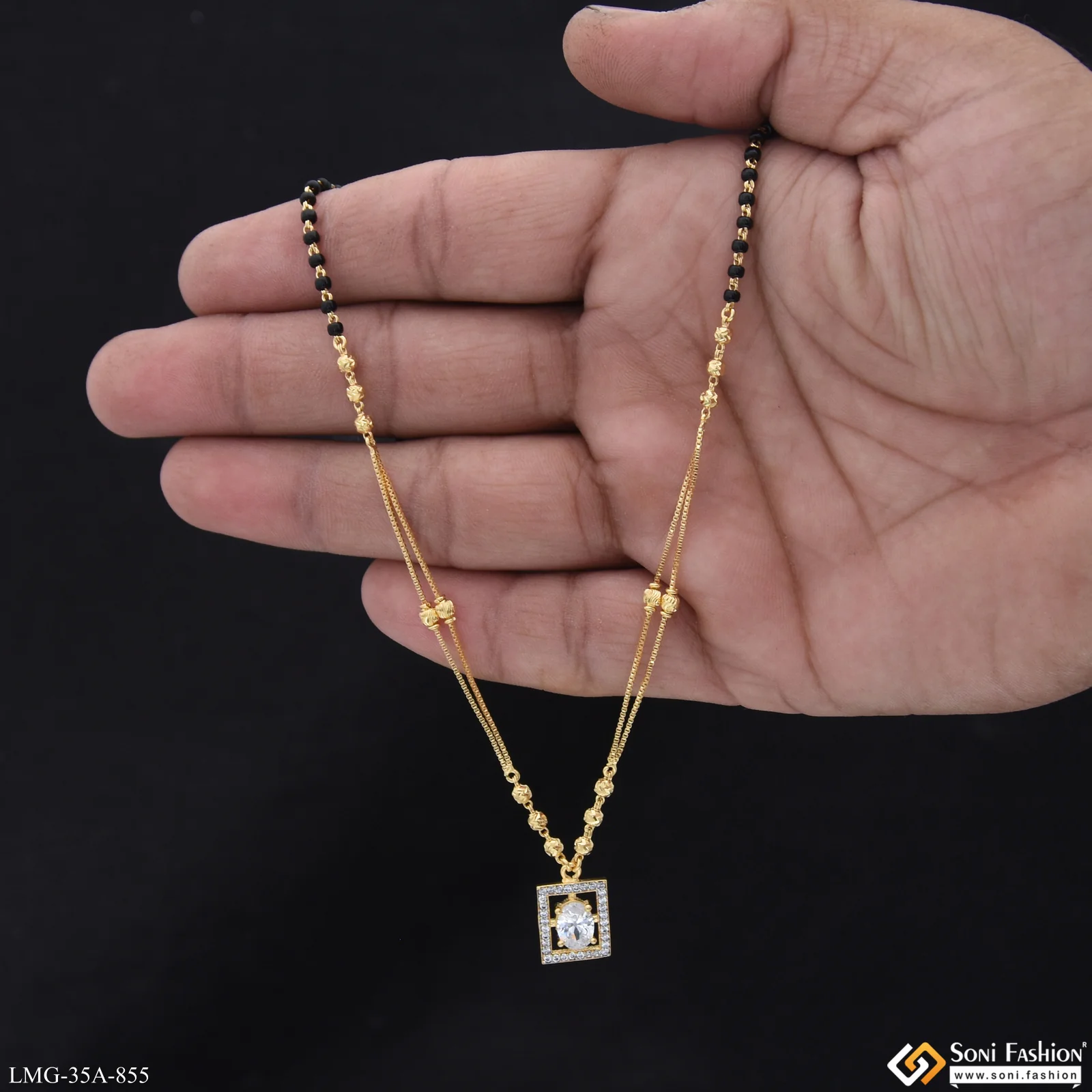1 Gram Gold Plated Opulent Design Mangalsutra for Women - Style A855 - Image 2