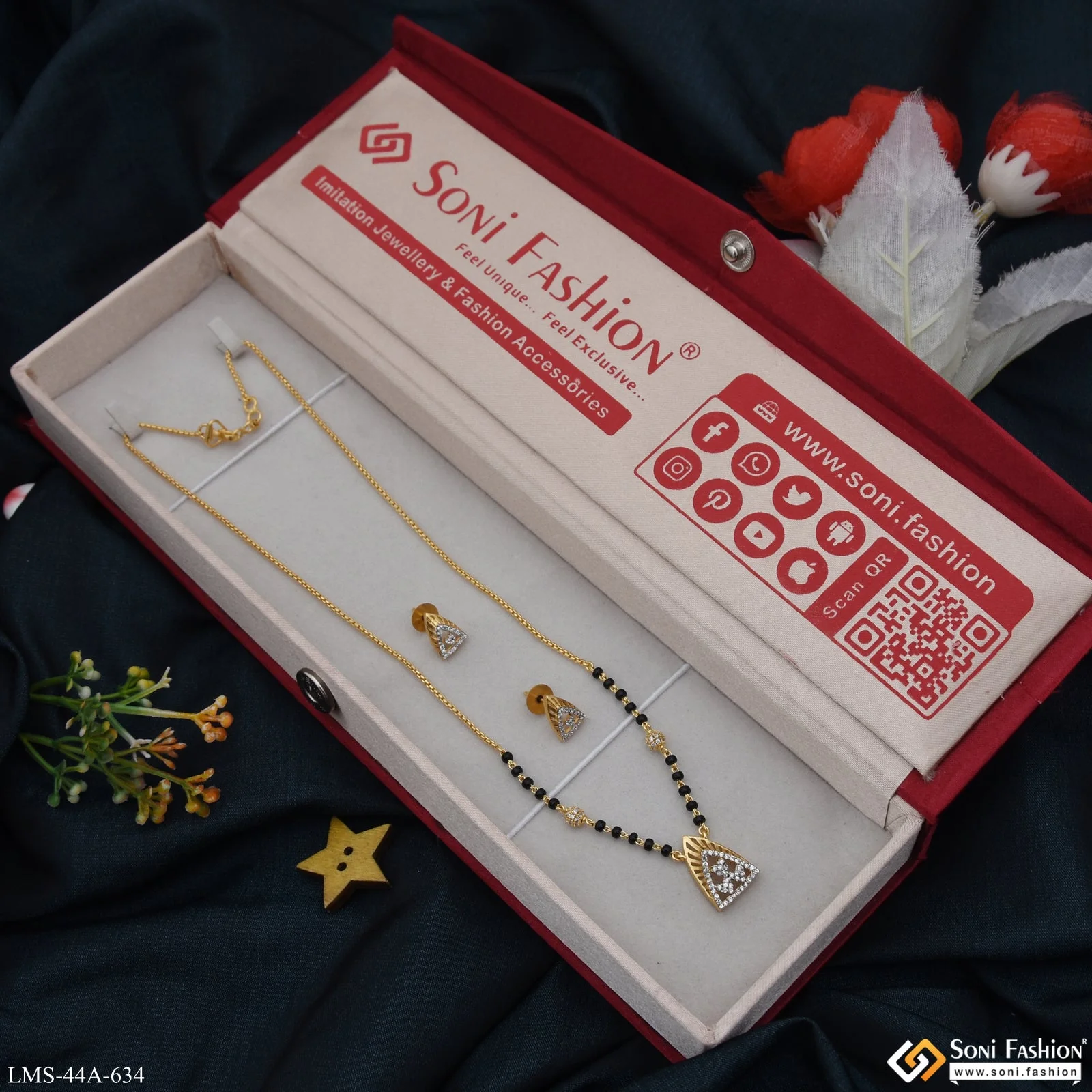 1 Gram Gold Plated Opulent Design Mangalsutra Set for Women - Style A634 - Image 2