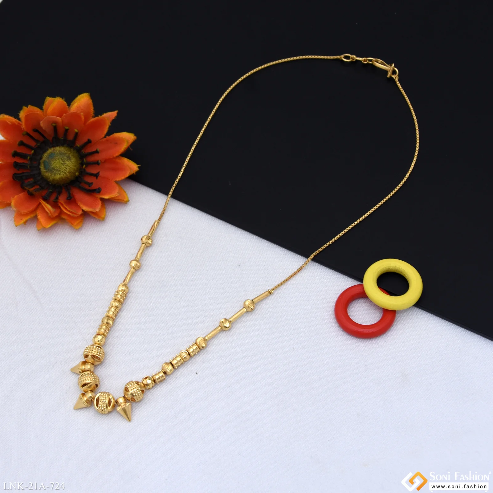 1 Gram Gold Plated Opulent Design Necklace for Ladies - Style A724 - Image 3