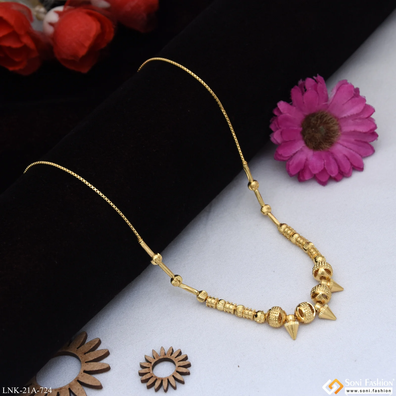 1 Gram Gold Plated Opulent Design Necklace for Ladies - Style A724 - Image 4