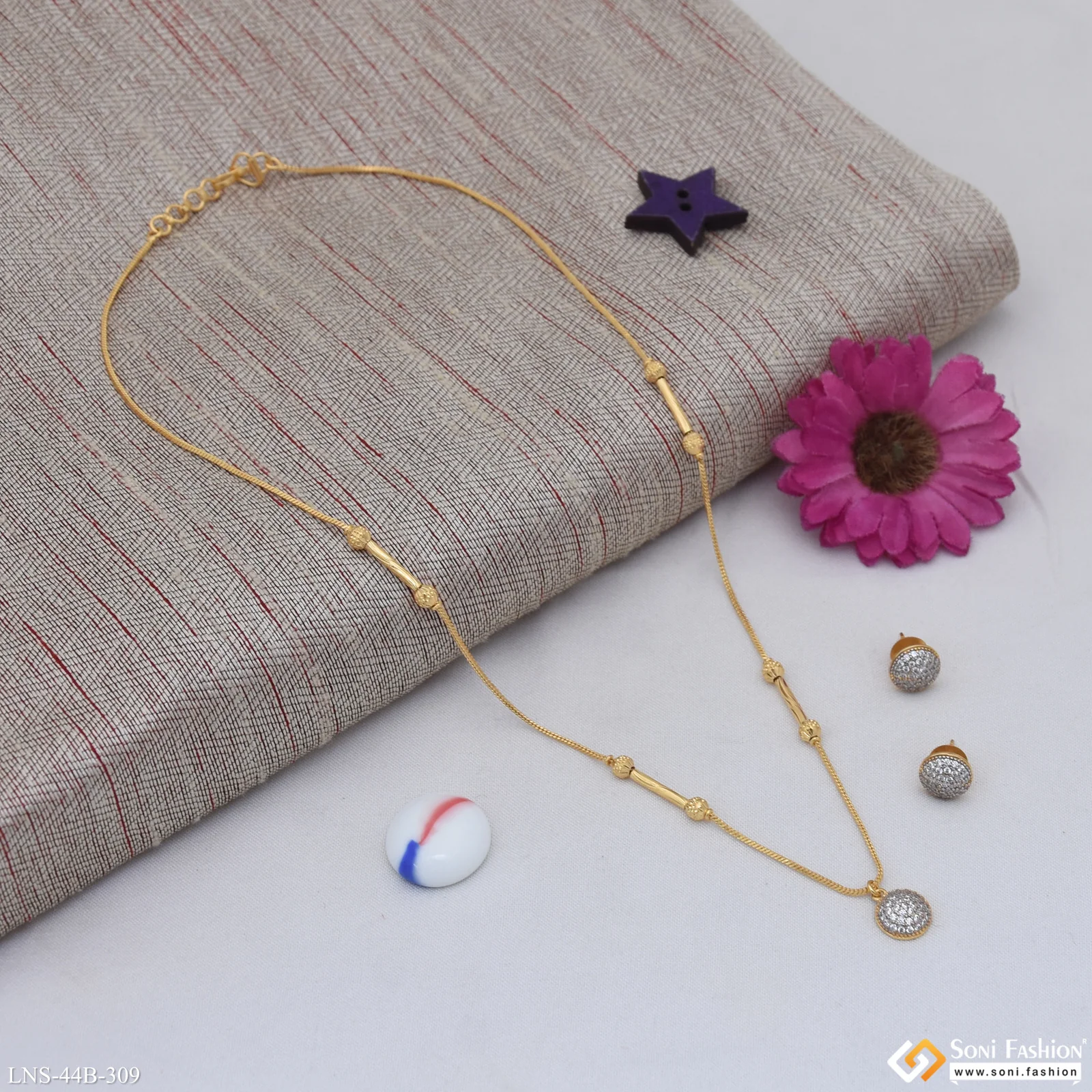1 Gram Gold Plated Opulent Design Necklace Set for Ladies - Style B309 - Image 5