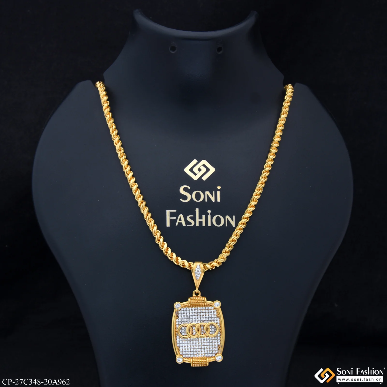 1 Gram Gold Plated Pendant With Chain for Men (CP-C348-A962)