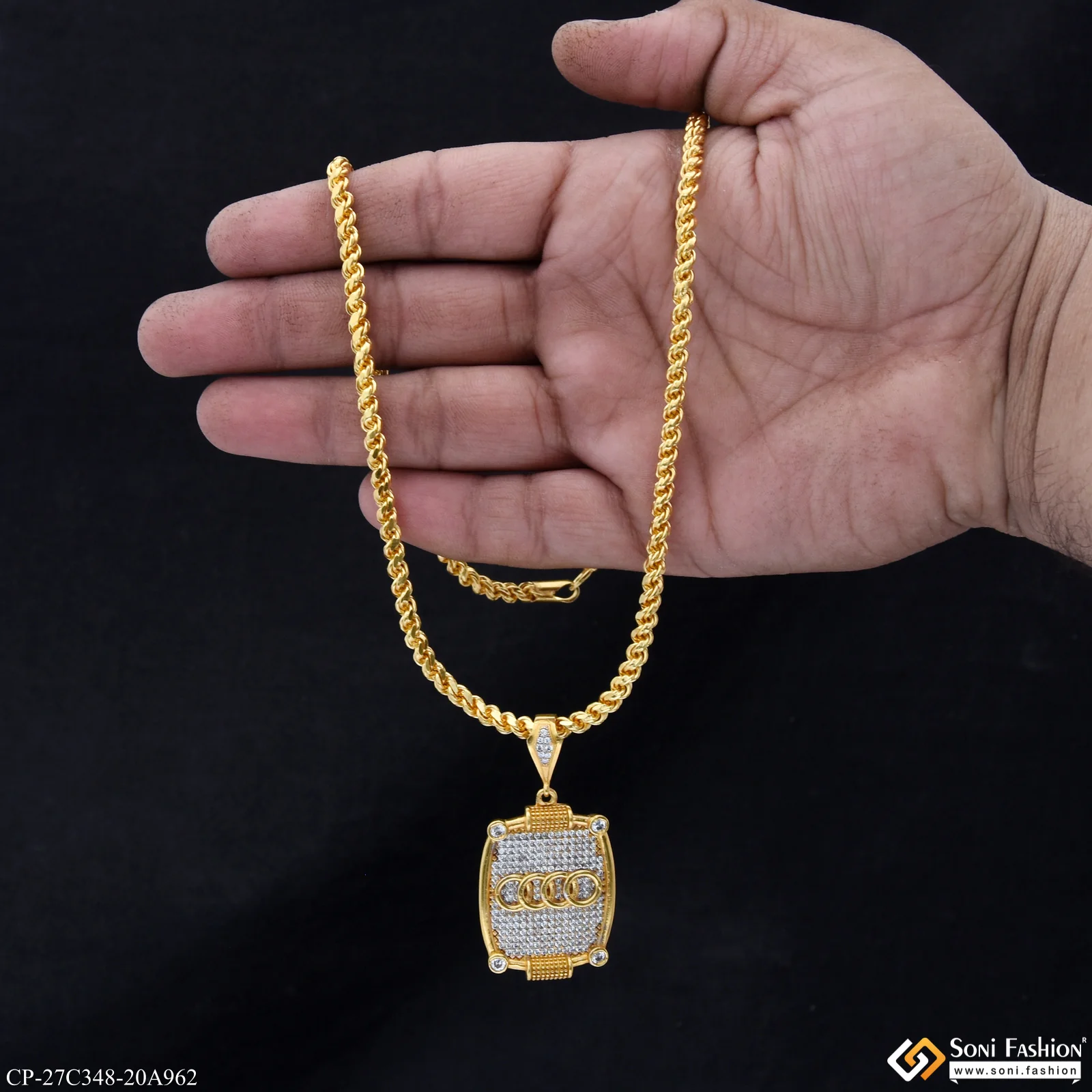 1 Gram Gold Plated Pendant With Chain for Men (CP-C348-A962) - Image 3