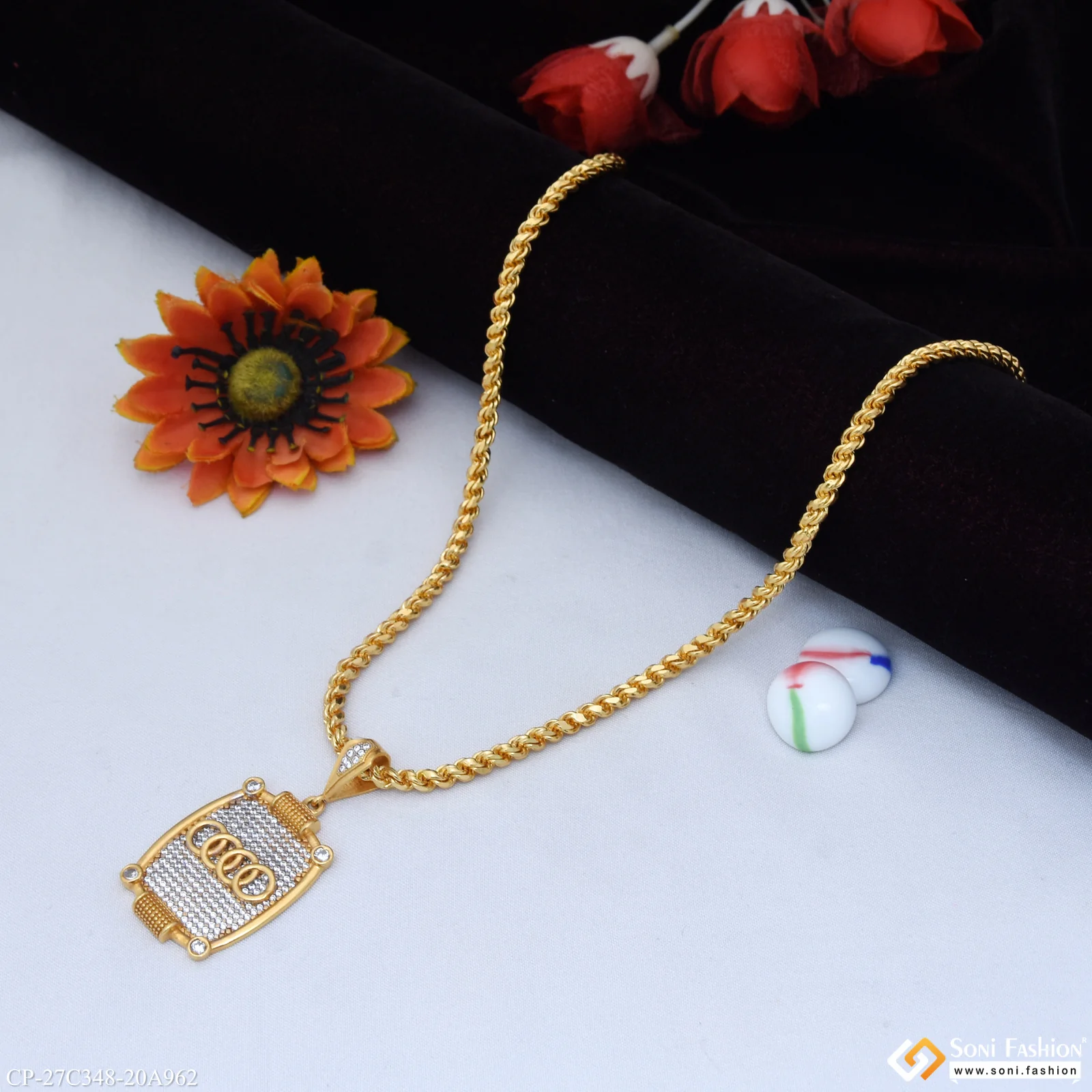 1 Gram Gold Plated Pendant With Chain for Men (CP-C348-A962) - Image 5