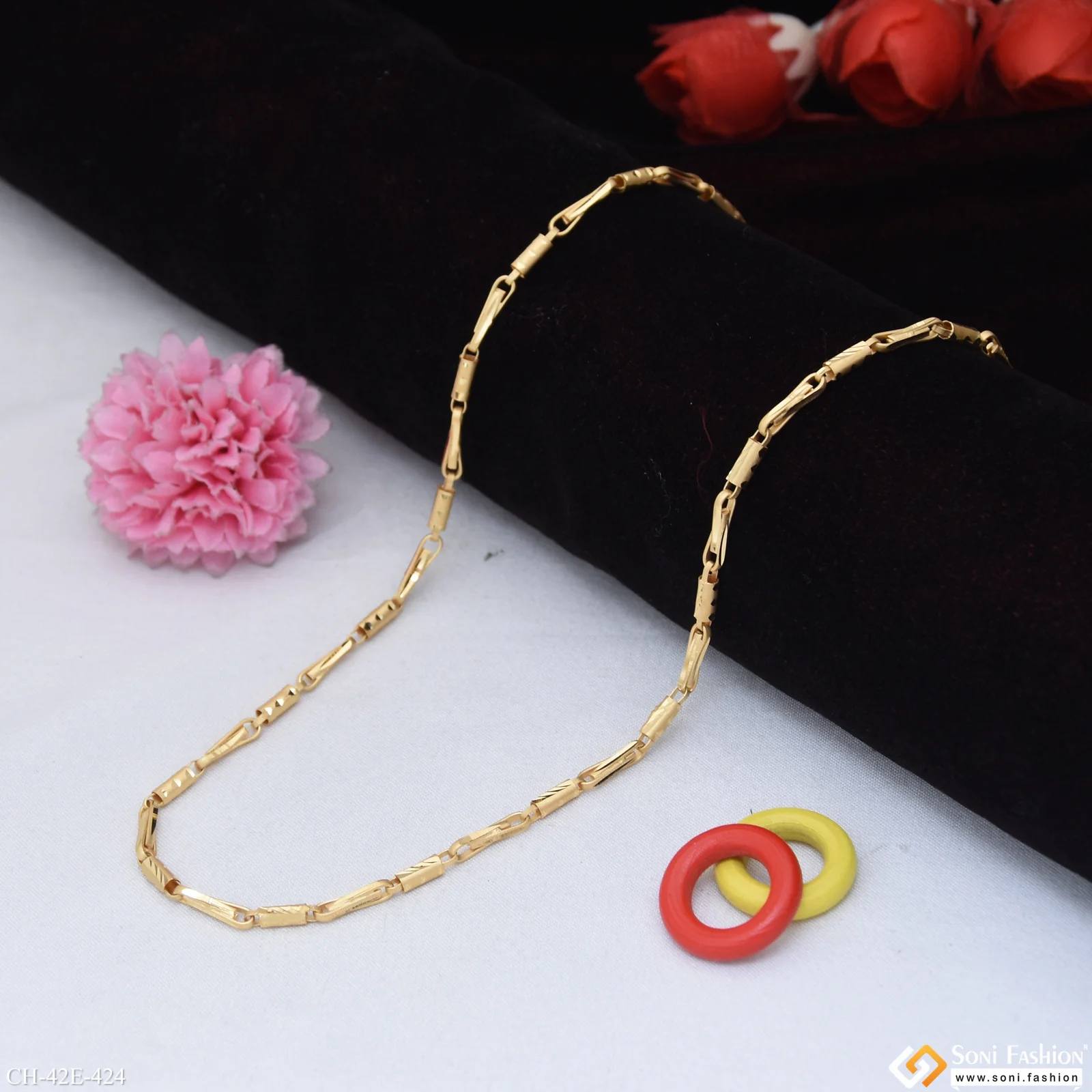 1 Gram Gold Plated Pipe Chain for Men - Style E424 - Image 4