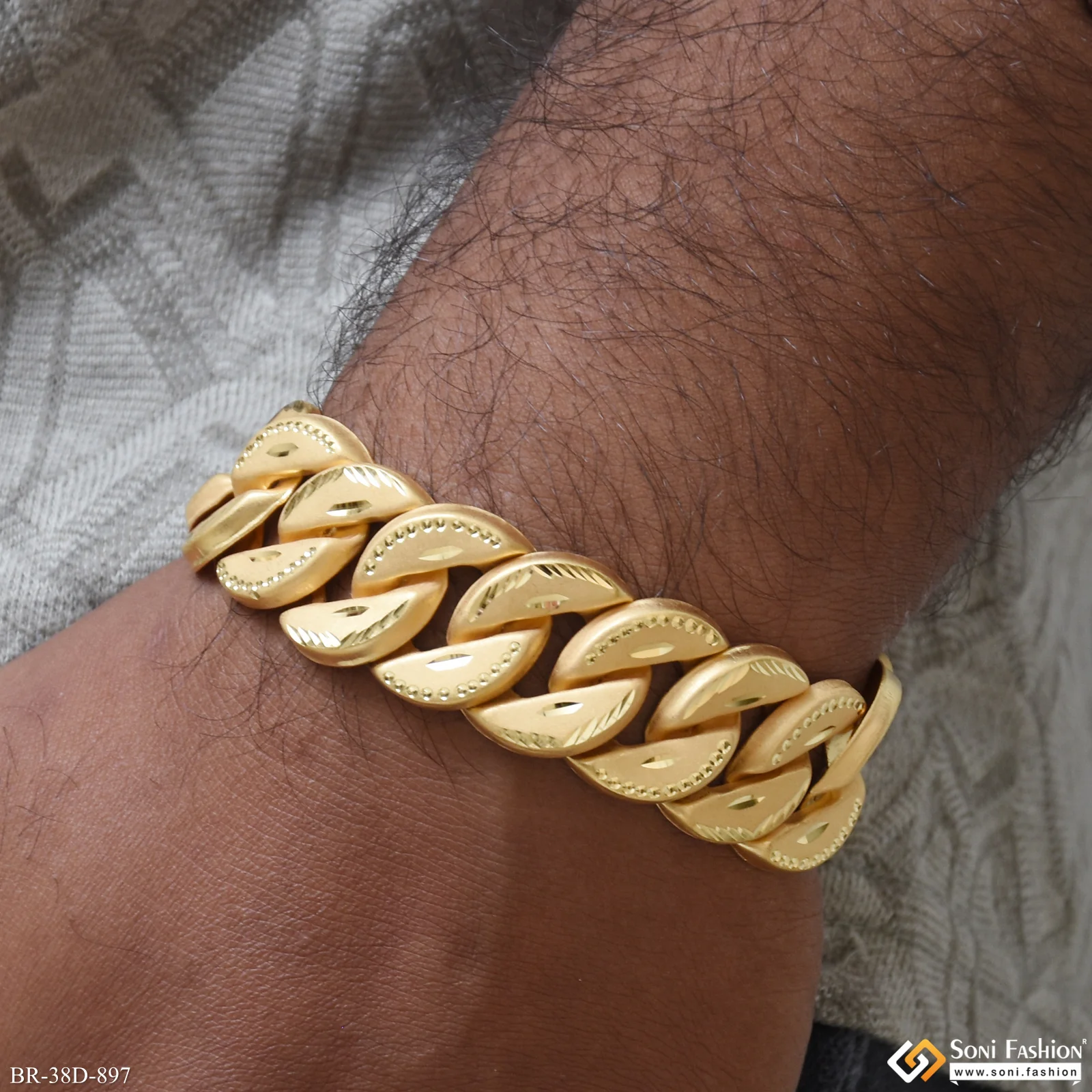 1 Gram Gold Plated Pokal Bracelet for Men - Style D897 - Image 2