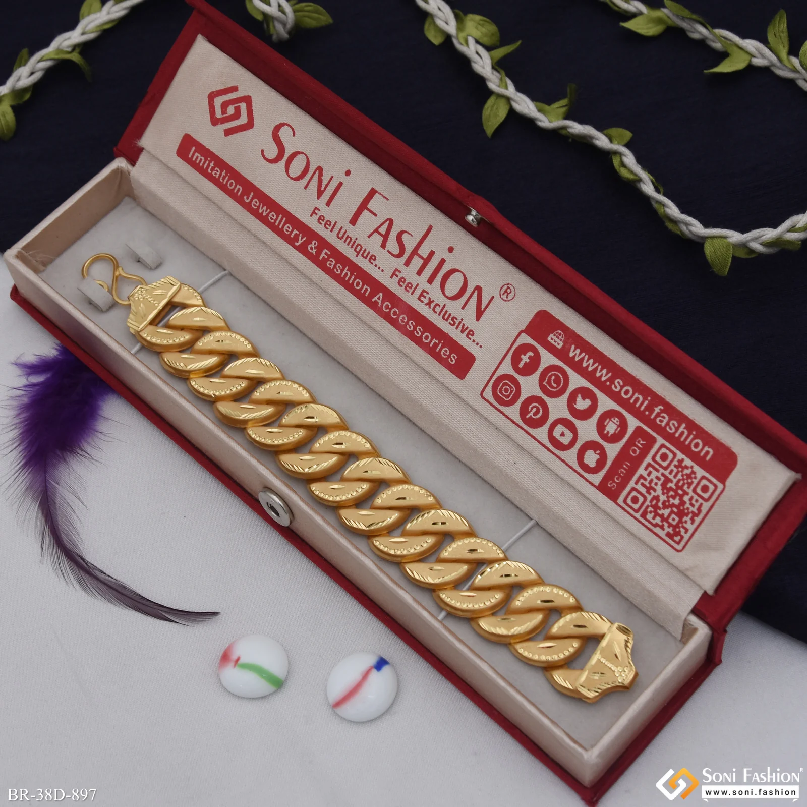 1 Gram Gold Plated Pokal Bracelet for Men - Style D897 - Image 3