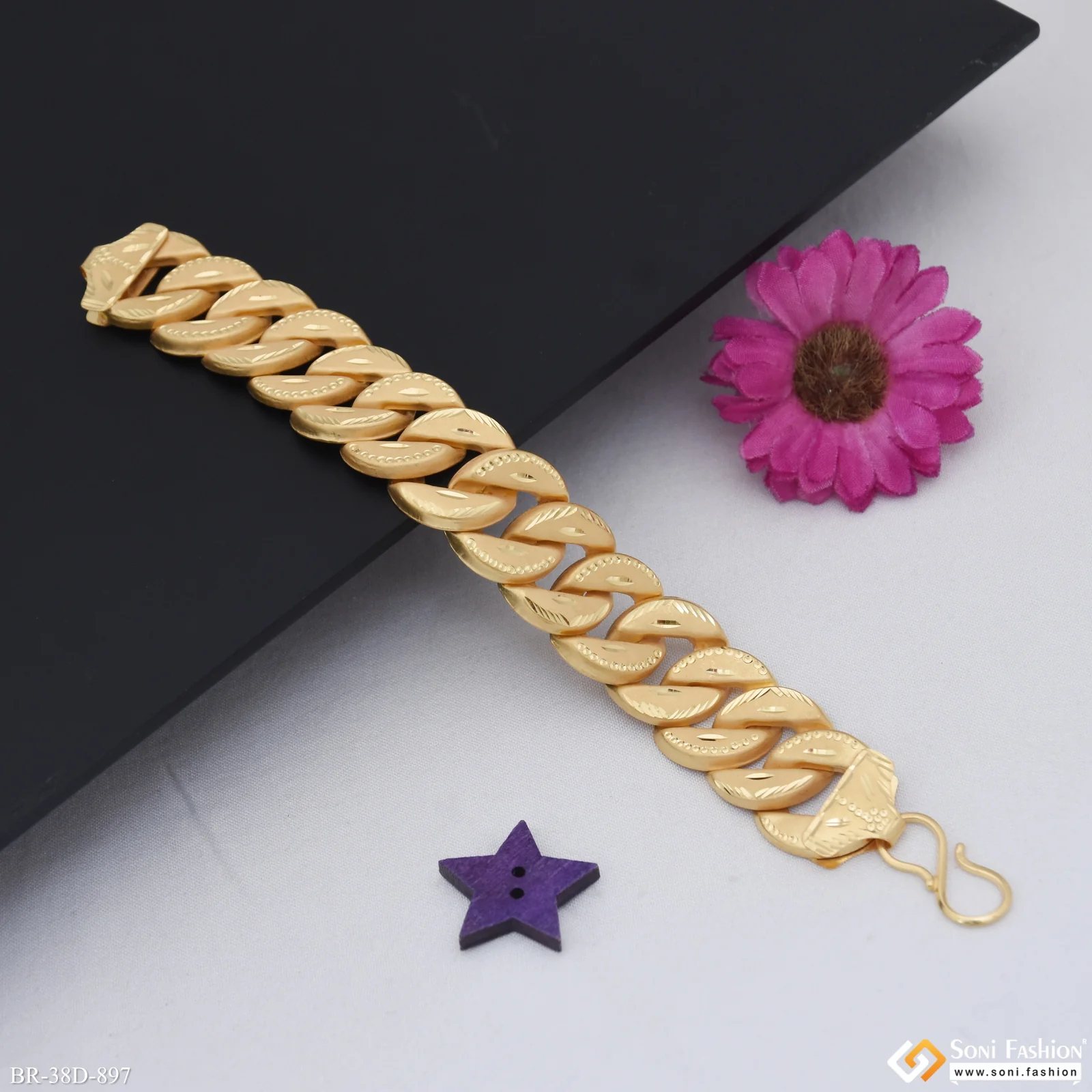 1 Gram Gold Plated Pokal Bracelet for Men - Style D897 - Image 5