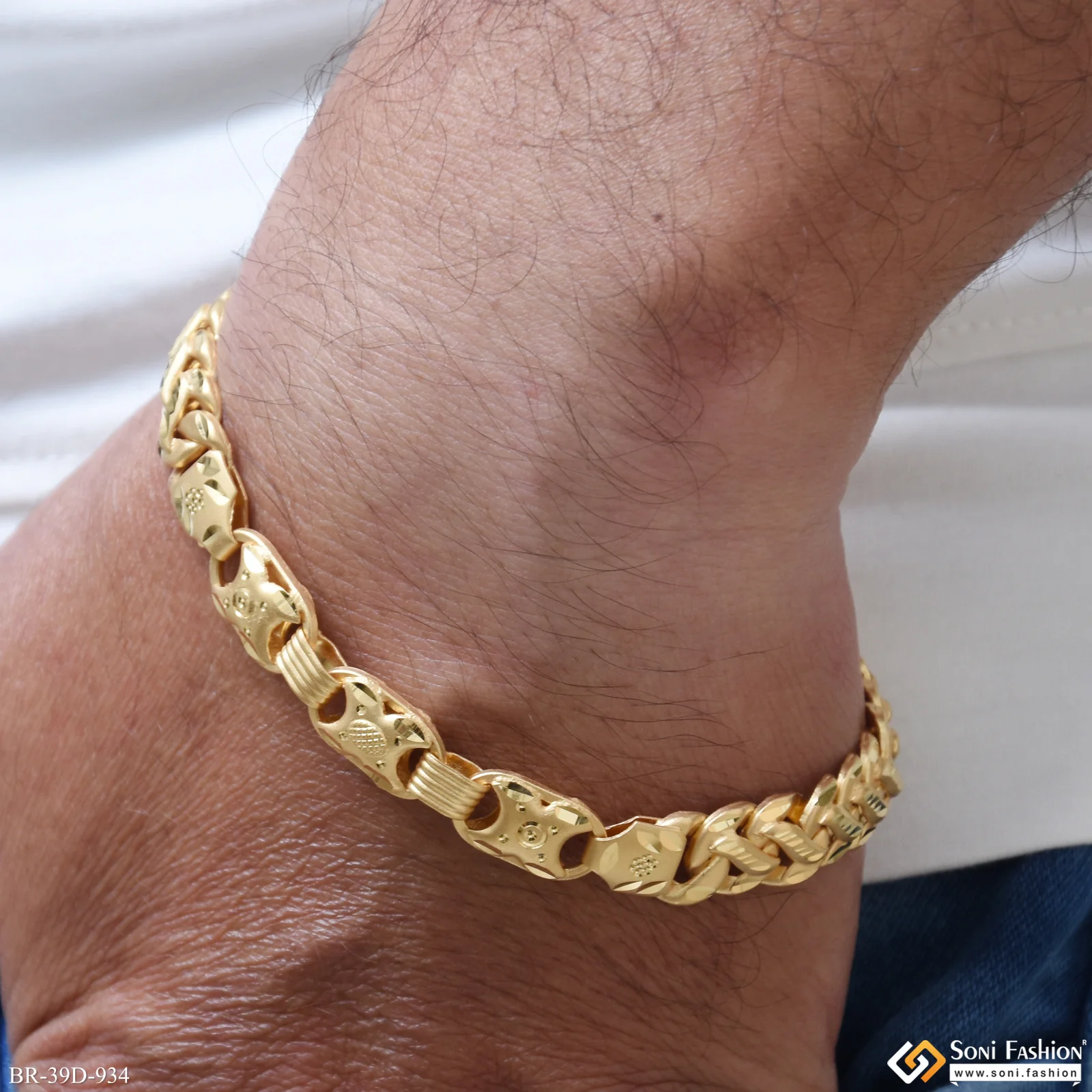 1 Gram Gold Plated Pokal Bracelet for Men - Style D934