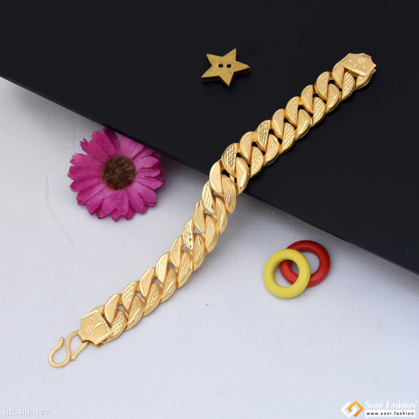 1 Gram Gold Plated Pokal Bracelet for Men - Style E177 - Image 5