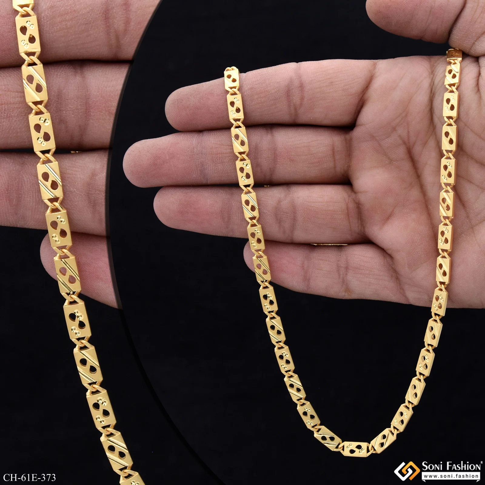 1 Gram Gold Plated Popular Design Biscuit Chain for Men - Style E373 - Image 3