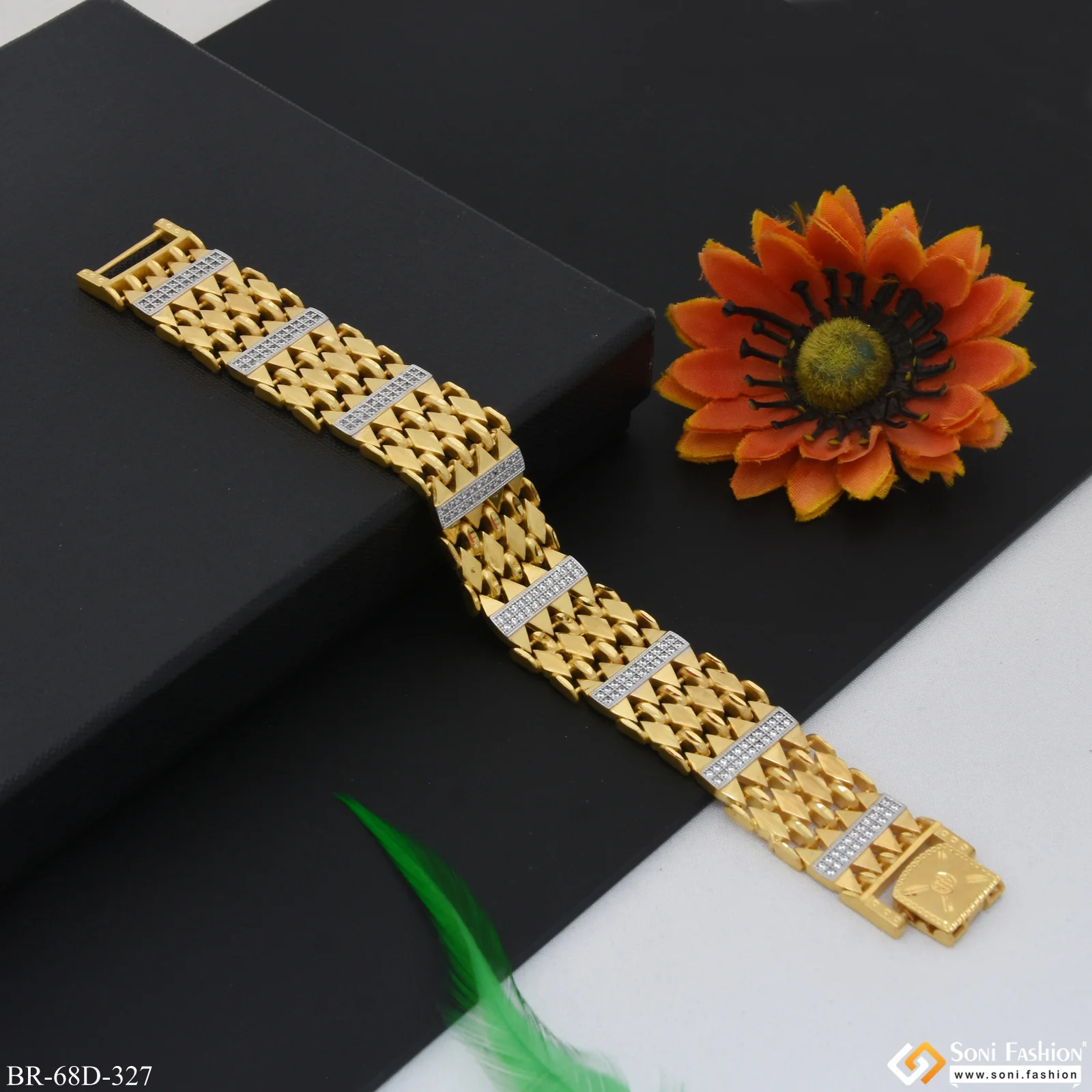 1 Gram Gold Plated Popular Design Bracelet for Men - Style D327 - Image 4