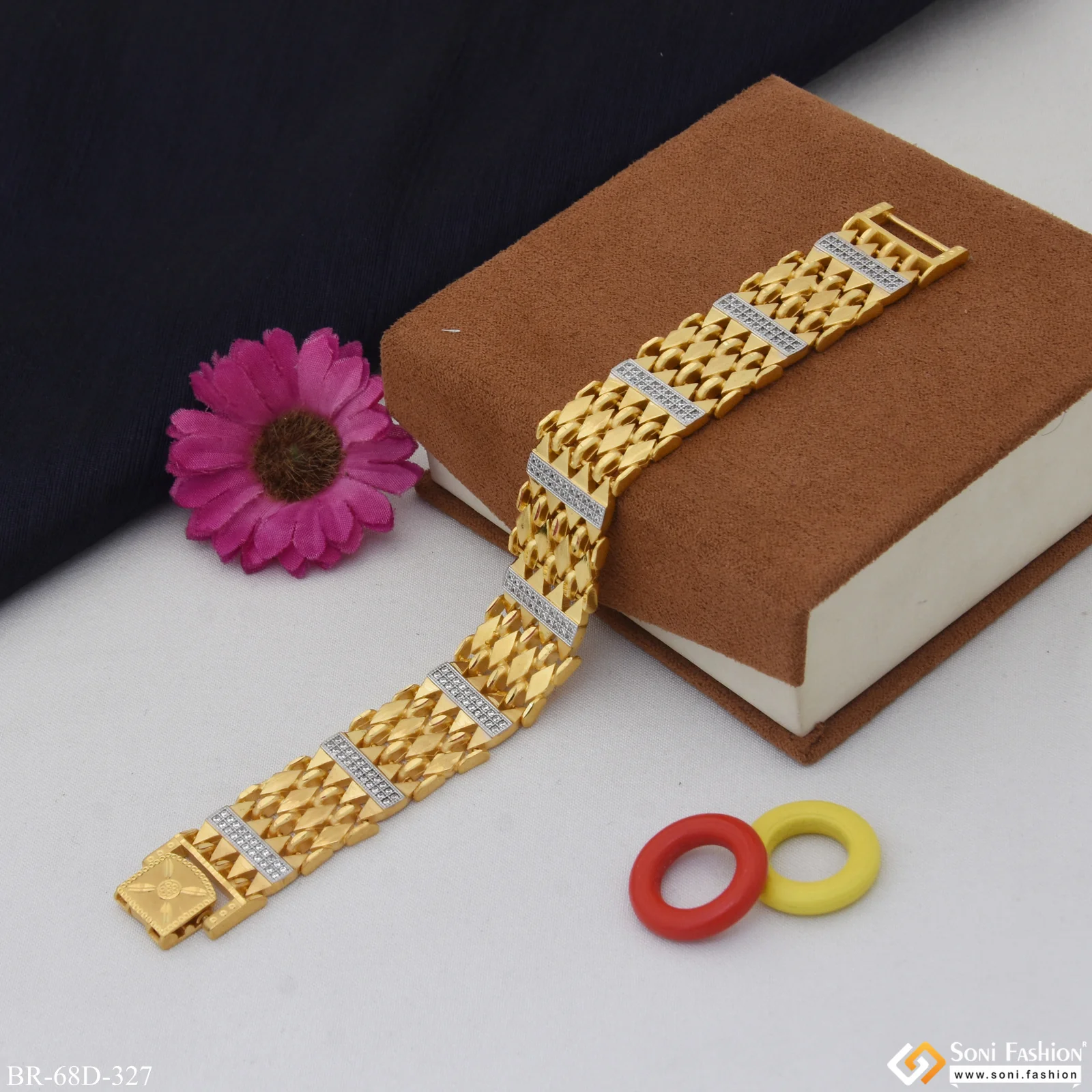 1 Gram Gold Plated Popular Design Bracelet for Men - Style D327 - Image 5