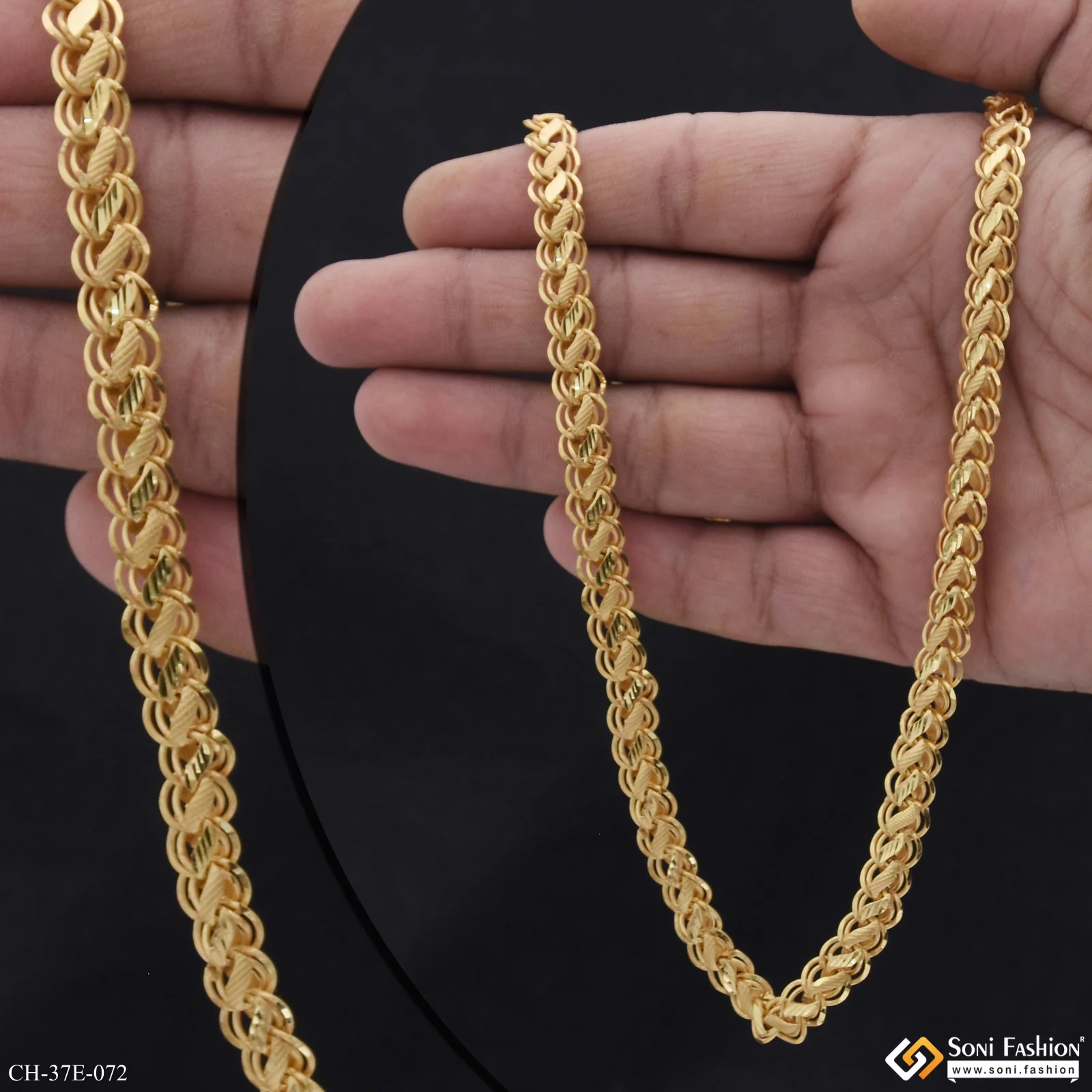 1 Gram Gold Plated Popular Design Kohli Chain for Men - Style E072