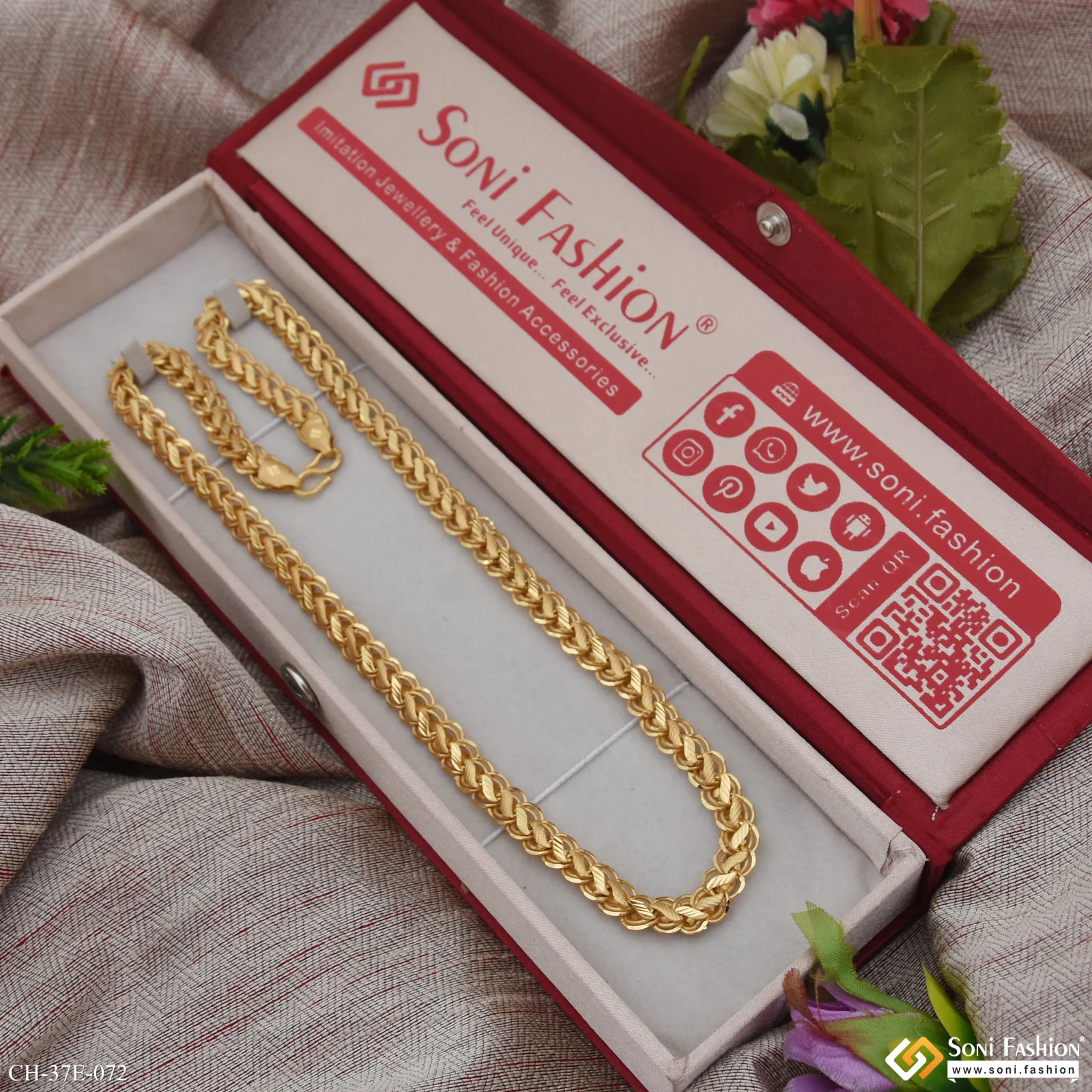 1 Gram Gold Plated Popular Design Kohli Chain for Men - Style E072 - Image 4