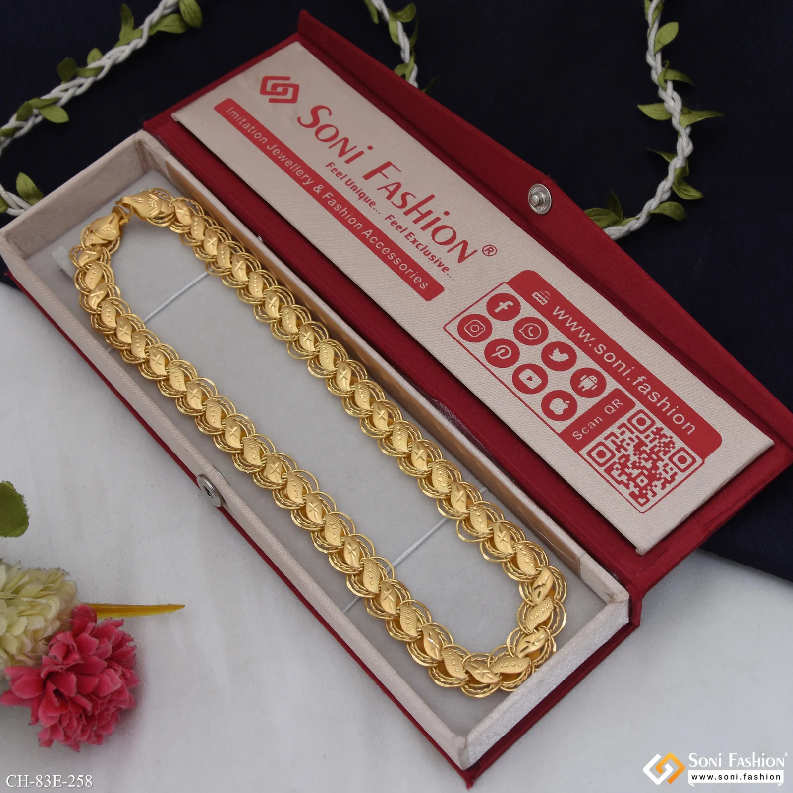 1 Gram Gold Plated Popular Design Kohli Chain for Men - Style E258 - Image 3