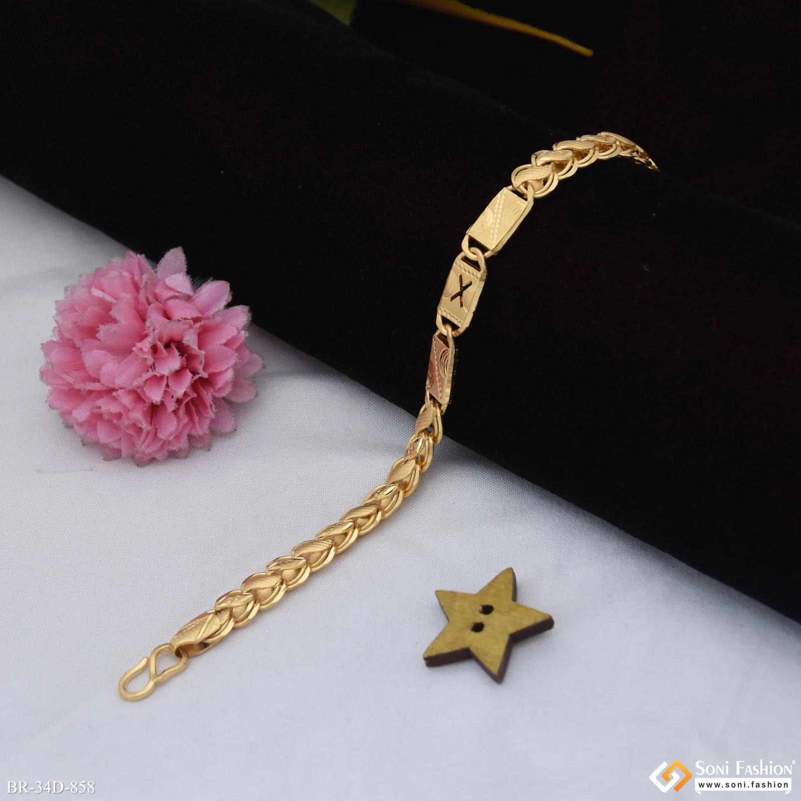 1 Gram Gold Plated Popular Design Kohli Nawabi Bracelet for Men - Style D858 - Image 3