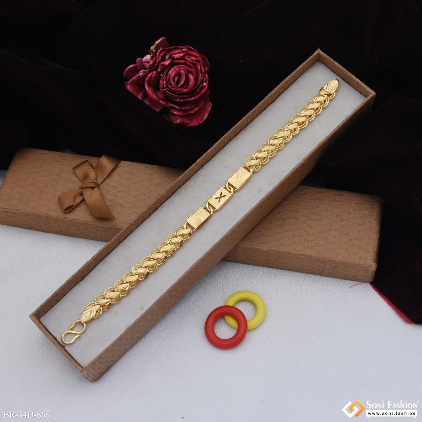 1 Gram Gold Plated Popular Design Kohli Nawabi Bracelet for Men - Style D858 - Image 5