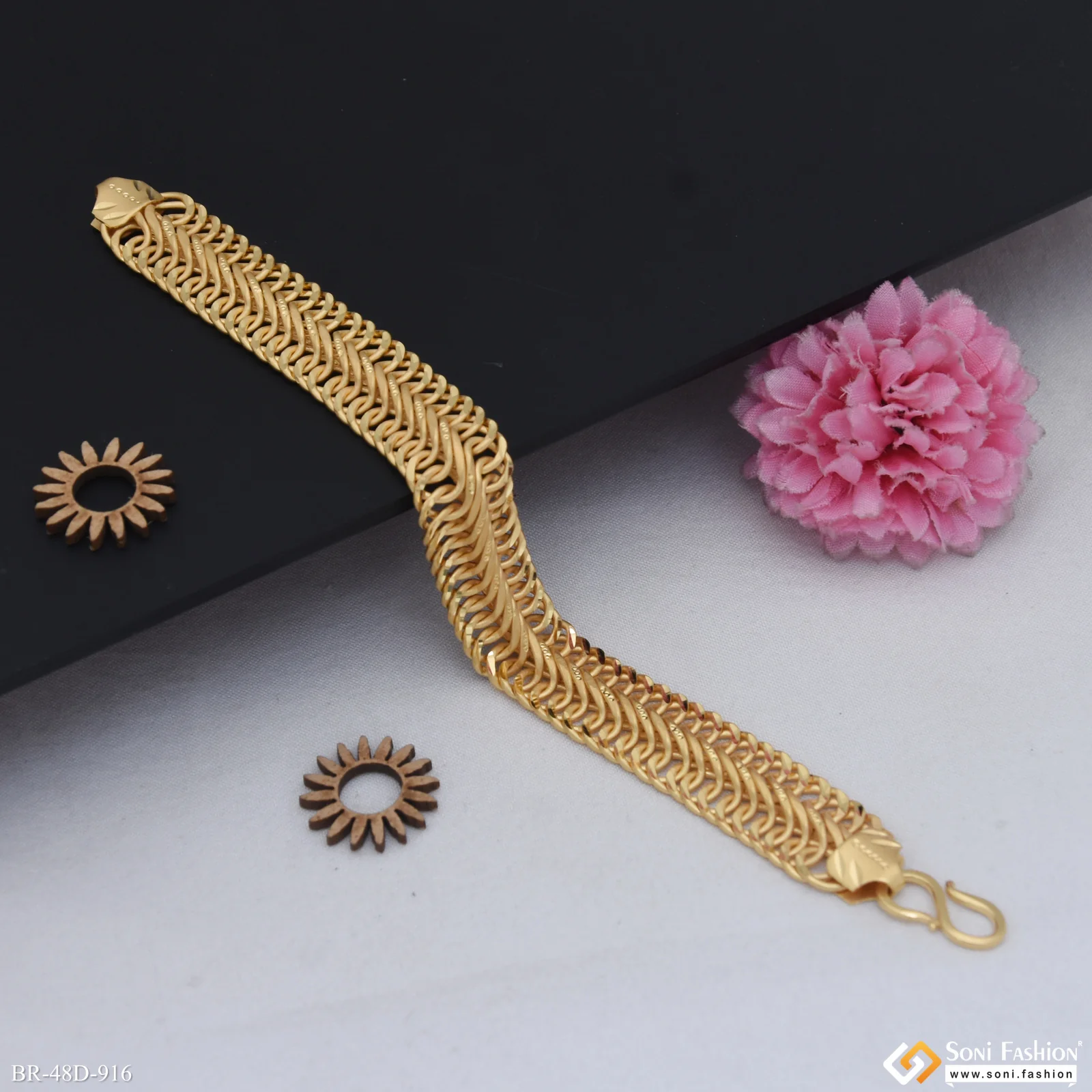 1 Gram Gold Plated Popular Design Link Bracelet for Men - Style D916 - Image 2
