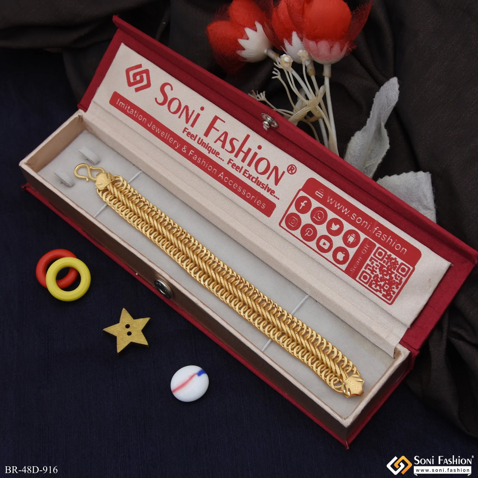 1 Gram Gold Plated Popular Design Link Bracelet for Men - Style D916 - Image 3