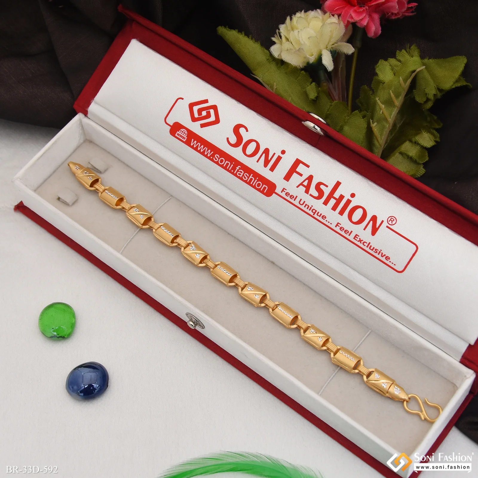 1 Gram Gold Plated Popular Design Nawabi Bracelet for Men - Style D592 - Image 2
