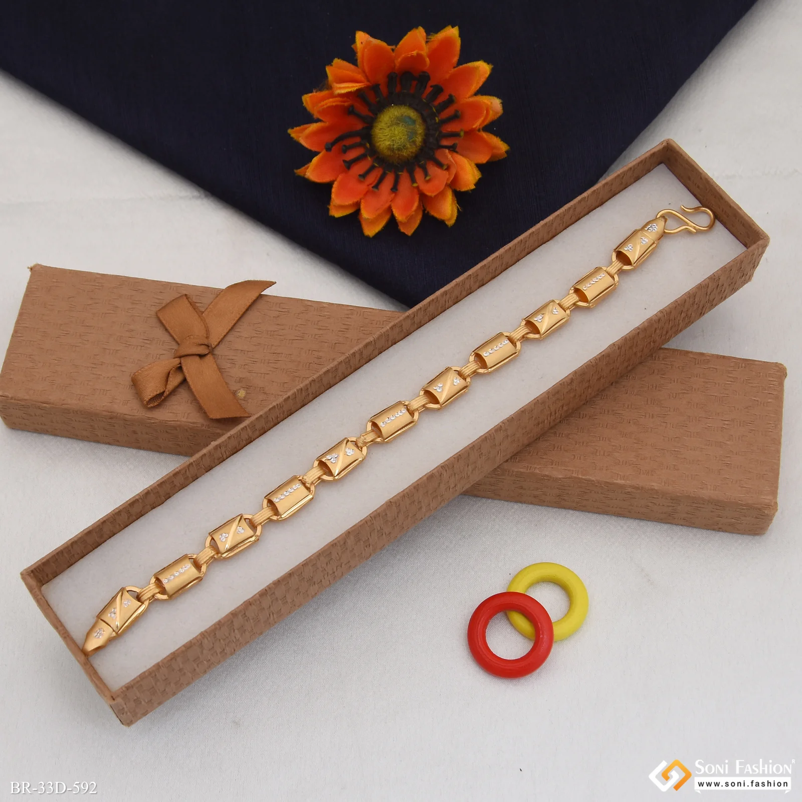 1 Gram Gold Plated Popular Design Nawabi Bracelet for Men - Style D592 - Image 4