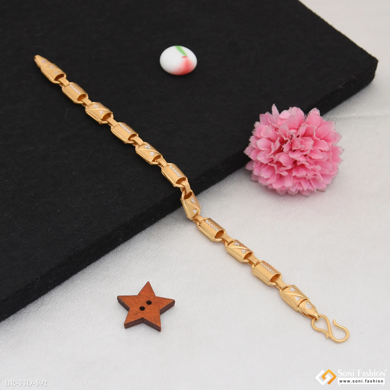 1 Gram Gold Plated Popular Design Nawabi Bracelet for Men - Style D592 - Image 5