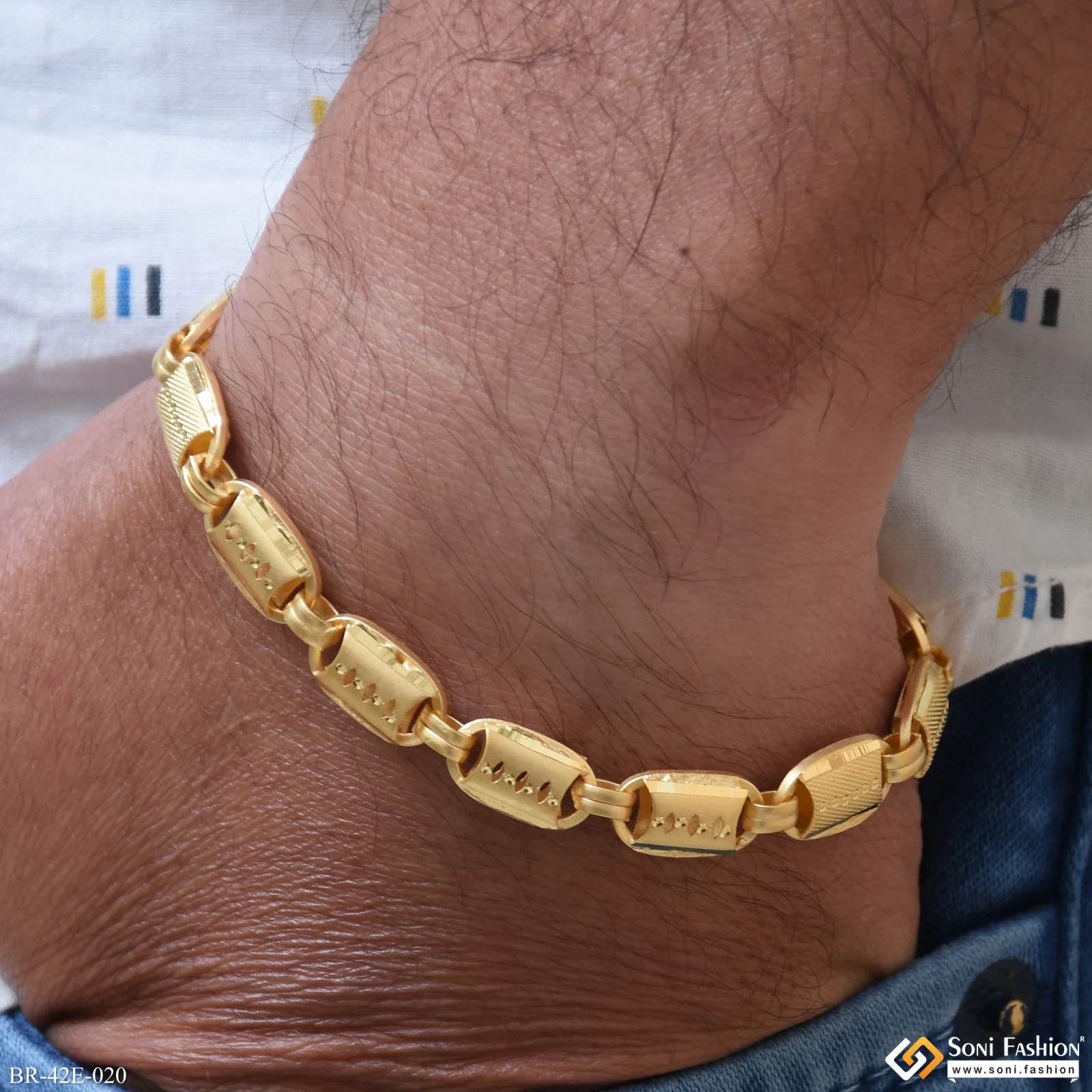 1 Gram Gold Plated Popular Design Nawabi Bracelet for Men - Style E020