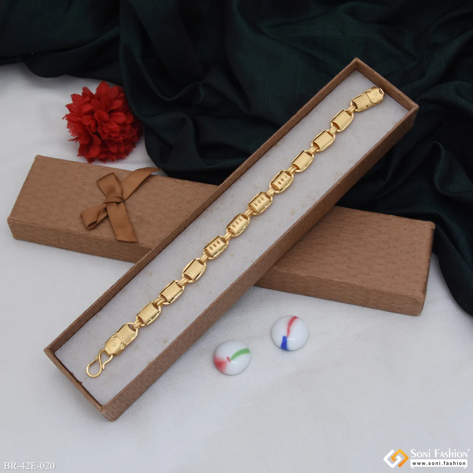 1 Gram Gold Plated Popular Design Nawabi Bracelet for Men - Style E020 - Image 5