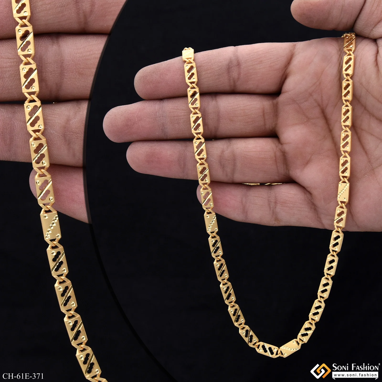 1 Gram Gold Plated Popular Design Nawabi Chain for Men - Style E371 - Image 3