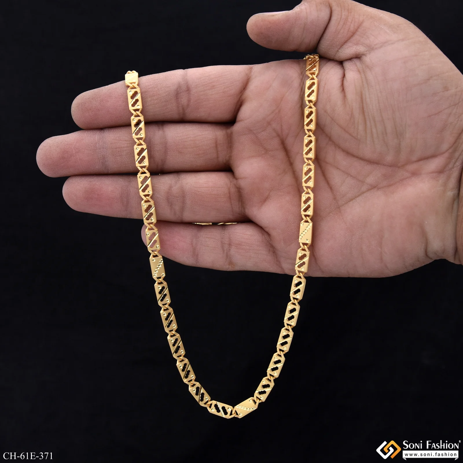 1 Gram Gold Plated Popular Design Nawabi Chain for Men - Style E371 - Image 6