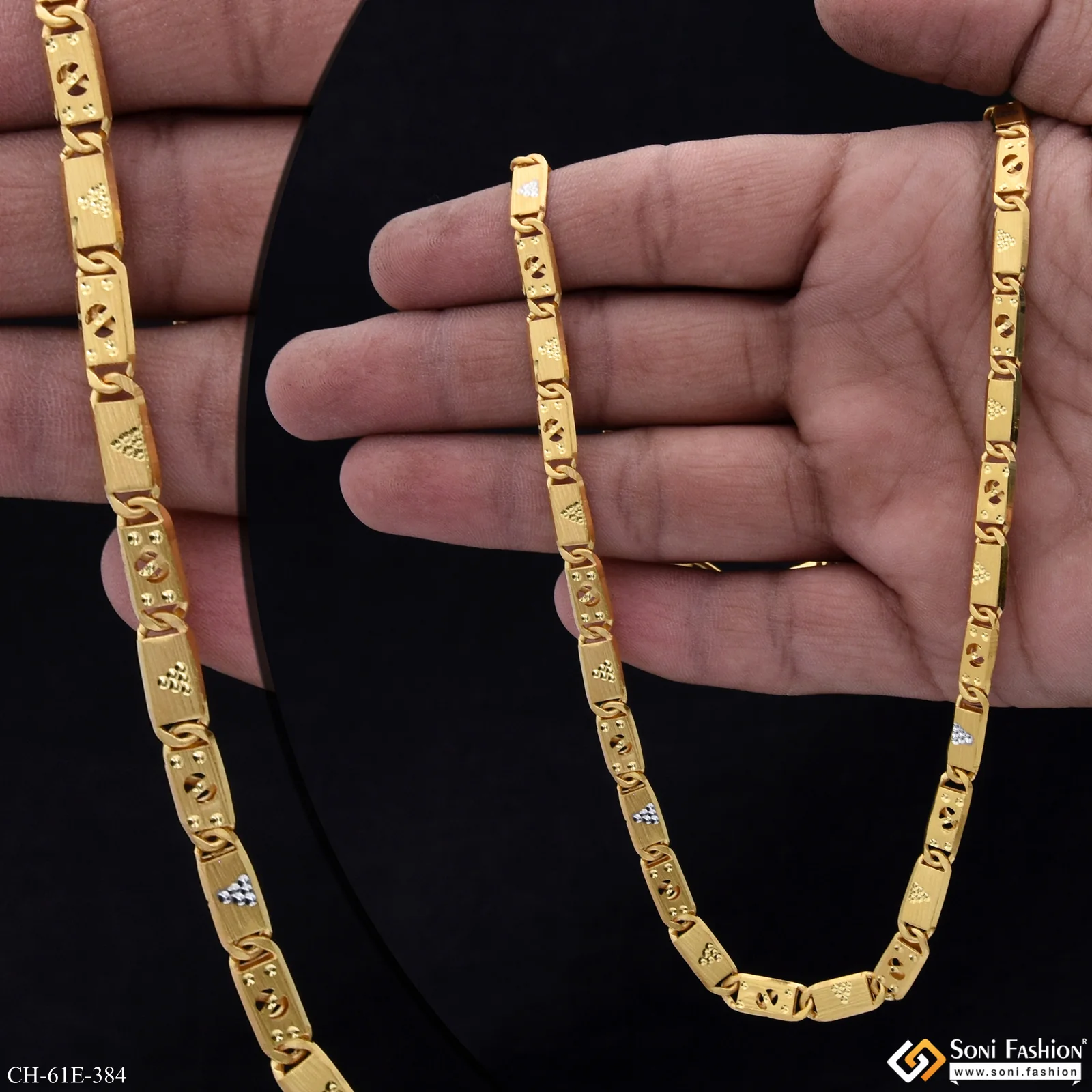 1 Gram Gold Plated Popular Design Nawabi Chain for Men - Style E384 - Image 2