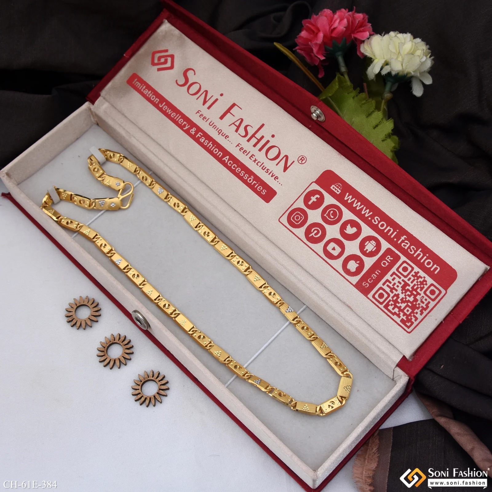 1 Gram Gold Plated Popular Design Nawabi Chain for Men - Style E384 - Image 3
