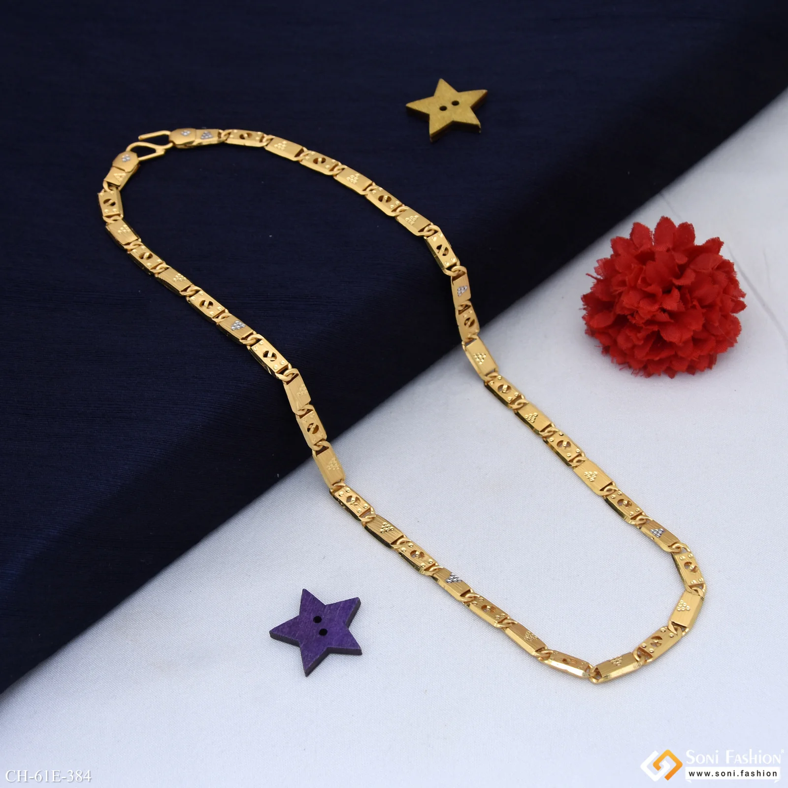 1 Gram Gold Plated Popular Design Nawabi Chain for Men - Style E384 - Image 5