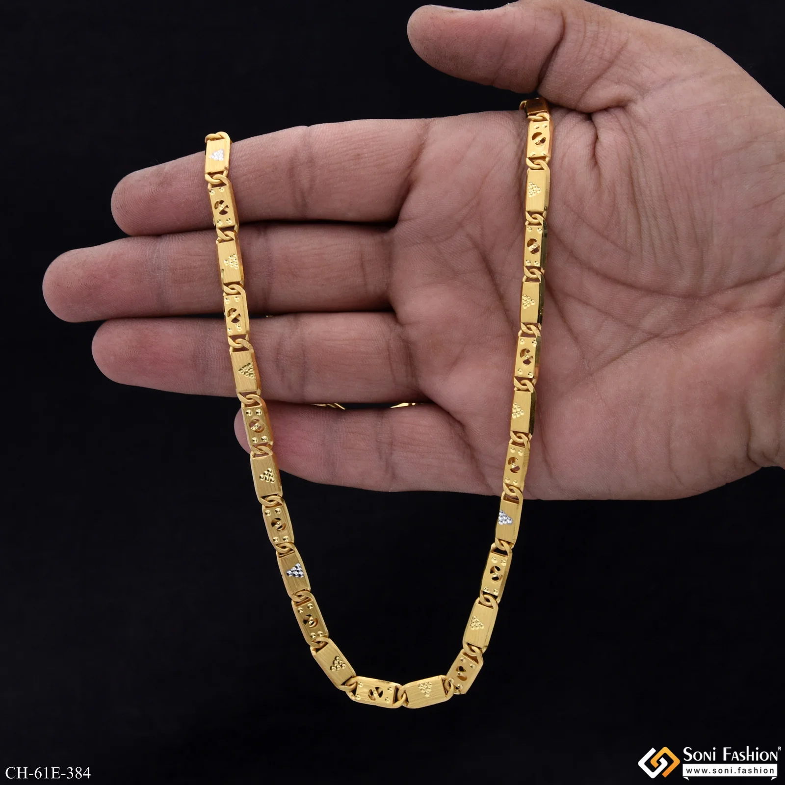 1 Gram Gold Plated Popular Design Nawabi Chain for Men - Style E384 - Image 6