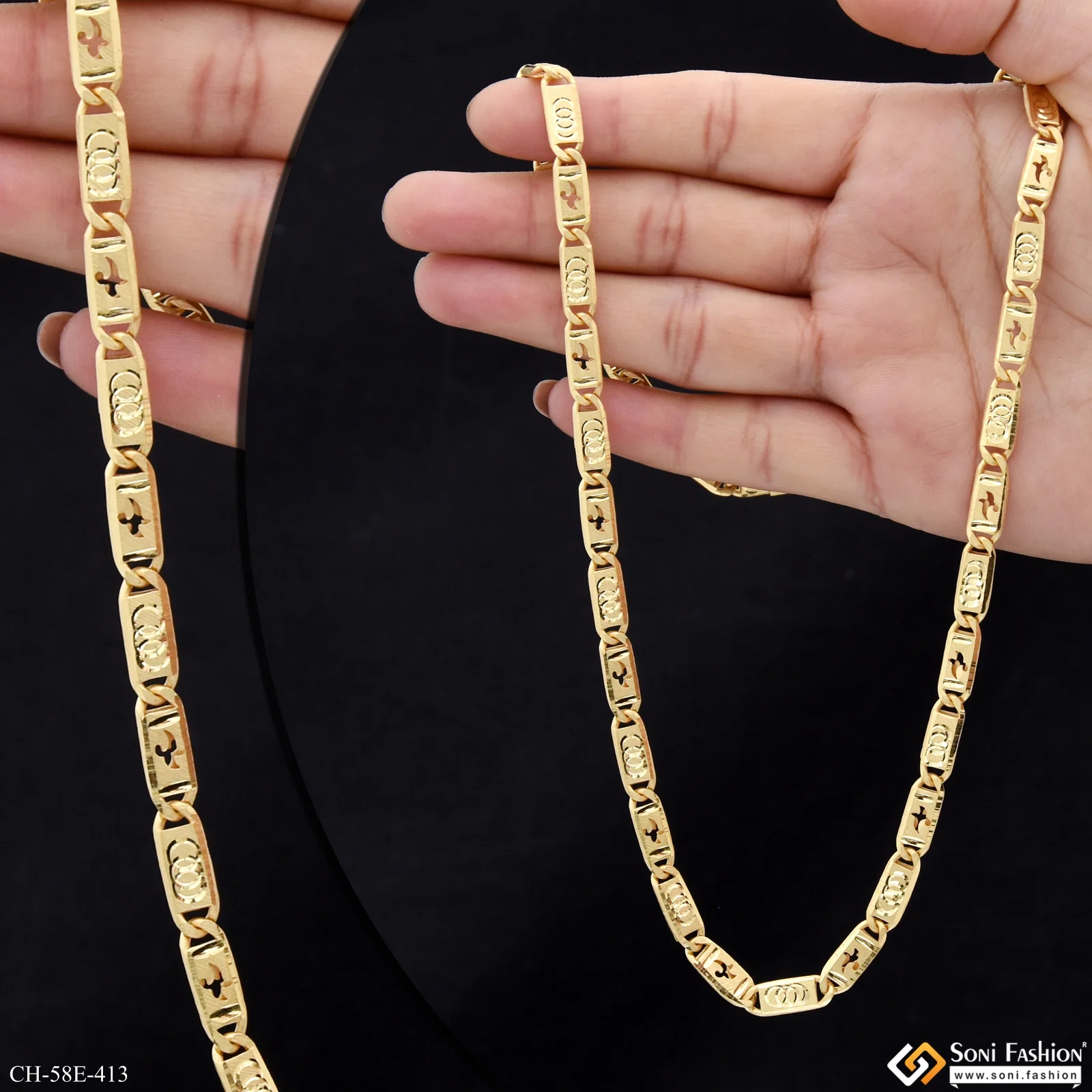 1 Gram Gold Plated Popular Design Nawabi Chain for Men - Style E413 - Image 2