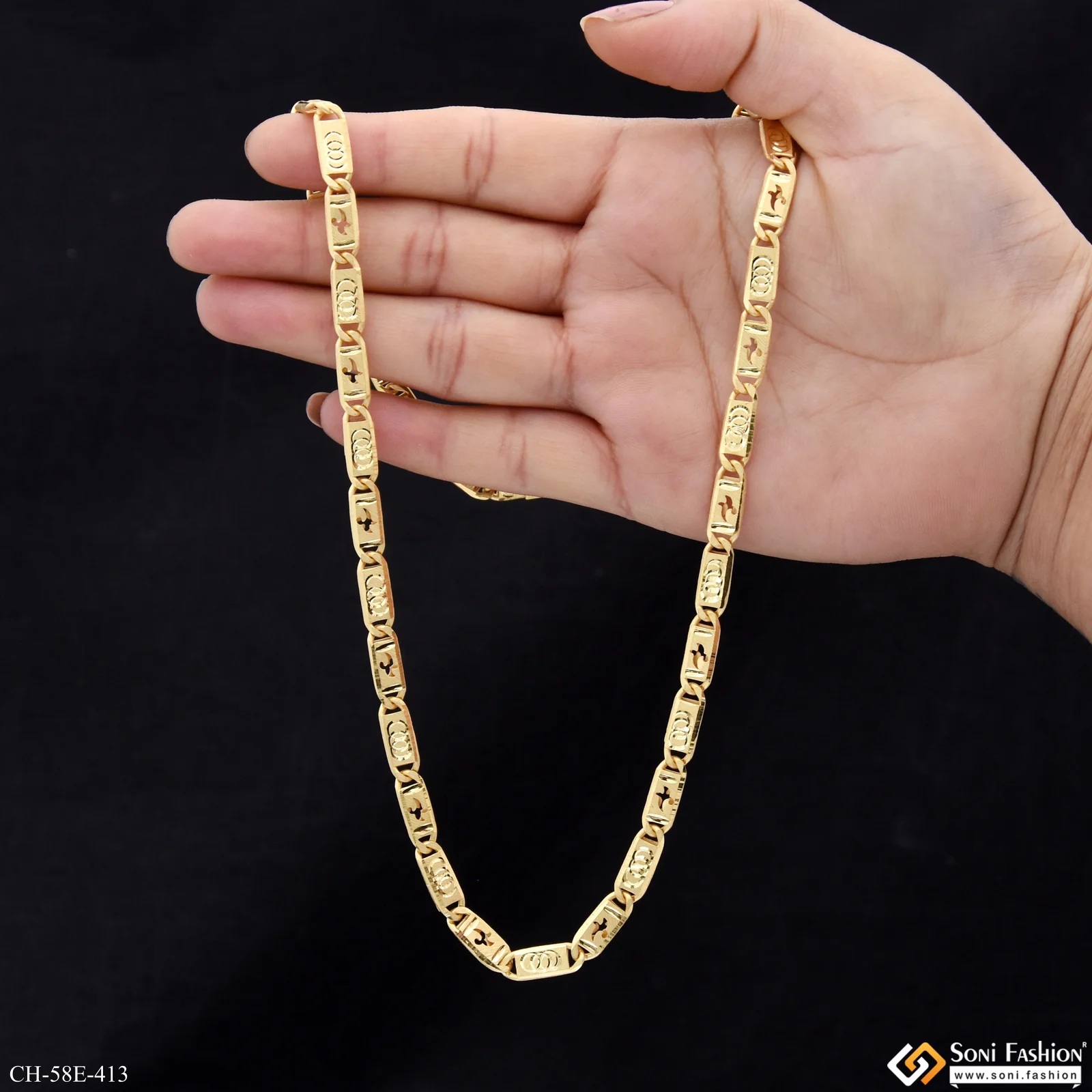 1 Gram Gold Plated Popular Design Nawabi Chain for Men - Style E413 - Image 6
