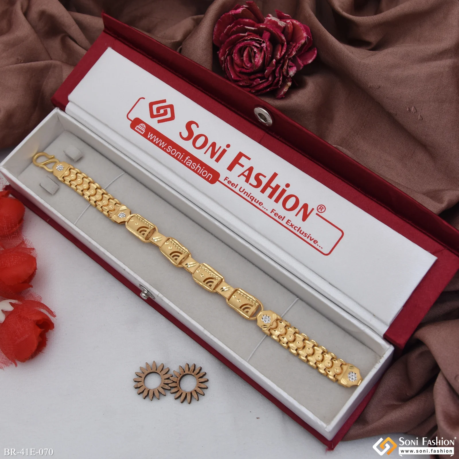 1 Gram Gold Plated Popular Design Nawabi Pokal Bracelet for Men - Style E070 - Image 2