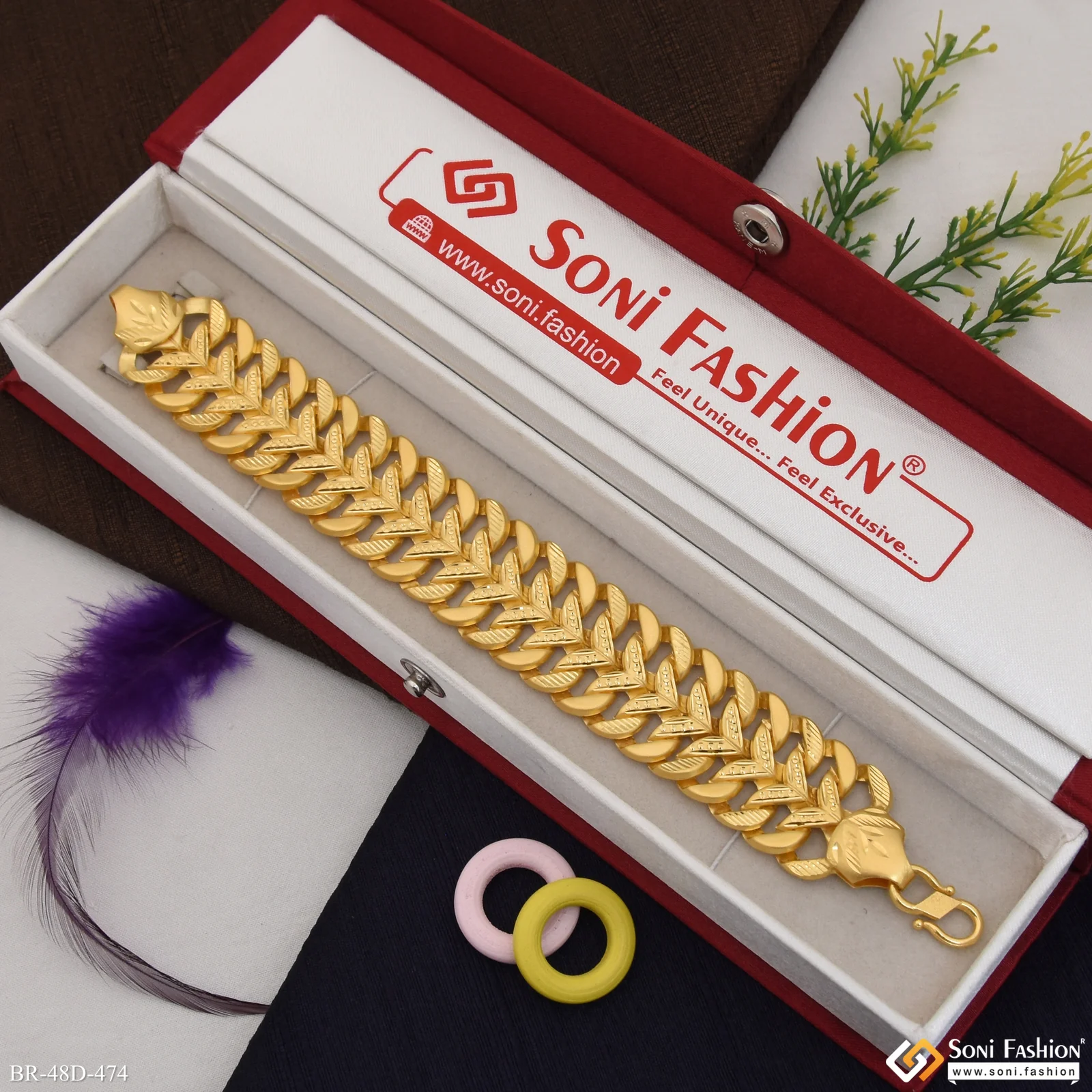 1 Gram Gold Plated Popular Design Pokal Bracelet for Men - Style D474 - Image 2