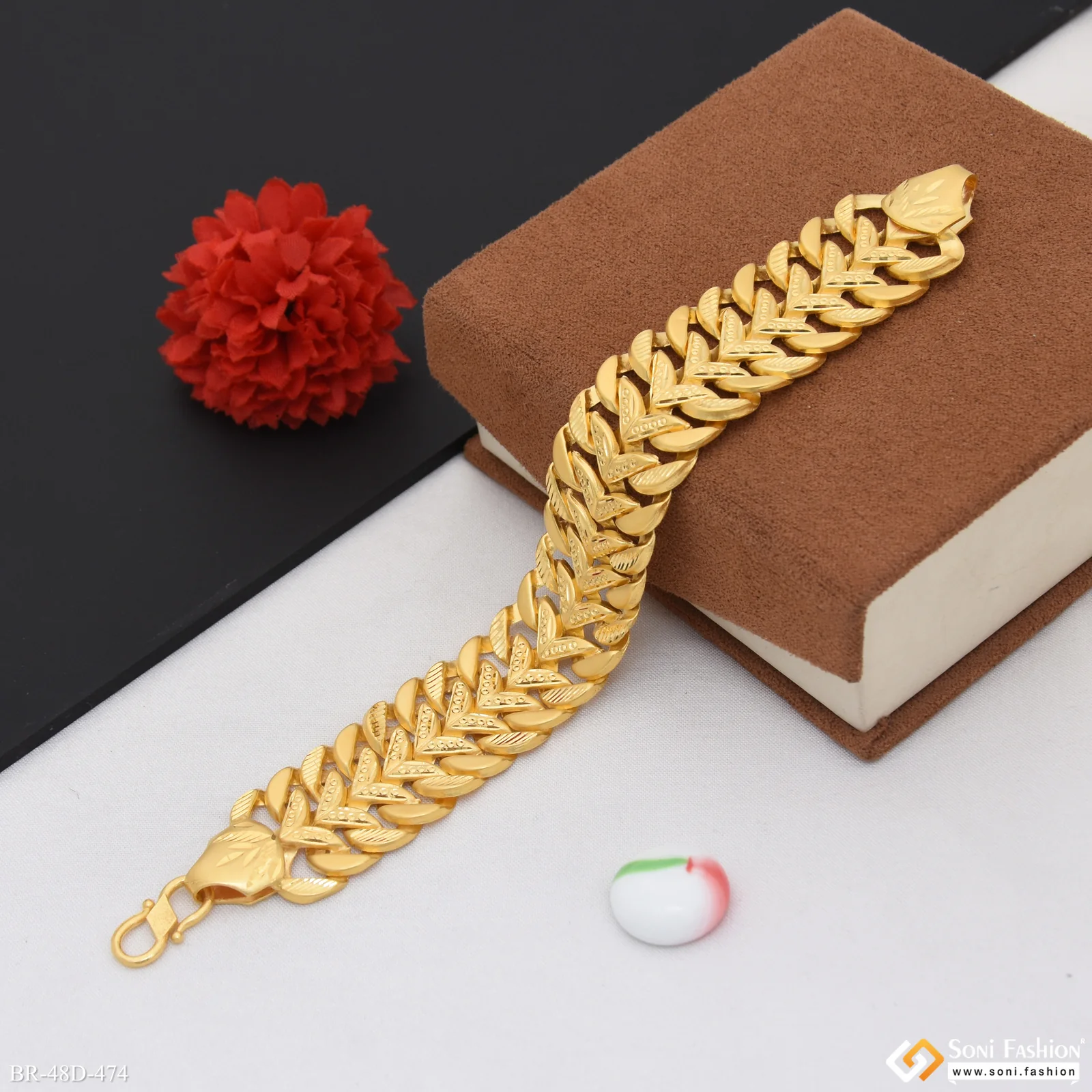 1 Gram Gold Plated Popular Design Pokal Bracelet for Men - Style D474 - Image 5
