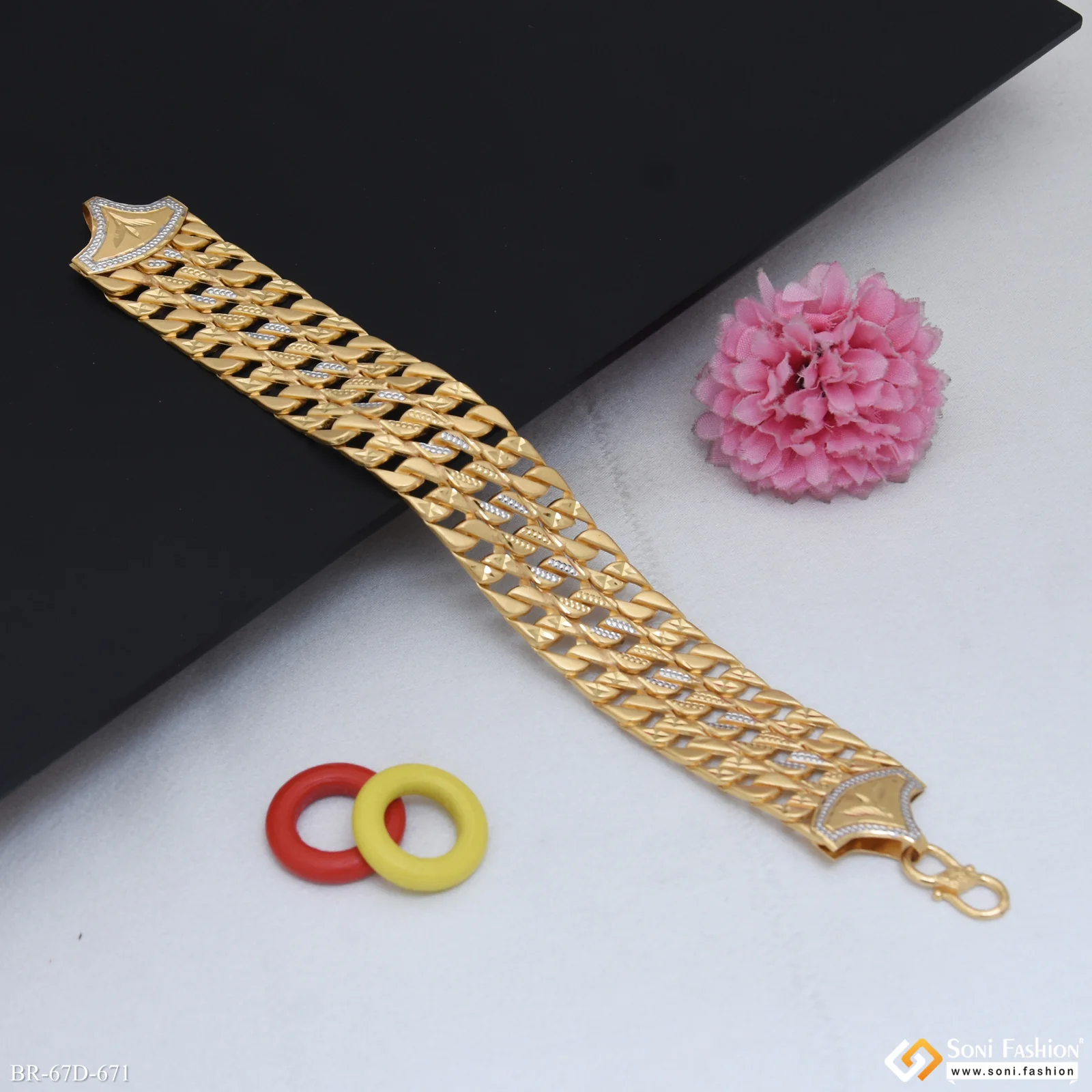 1 Gram Gold Plated Popular Design Pokal Bracelet for Men - Style D671 - Image 3