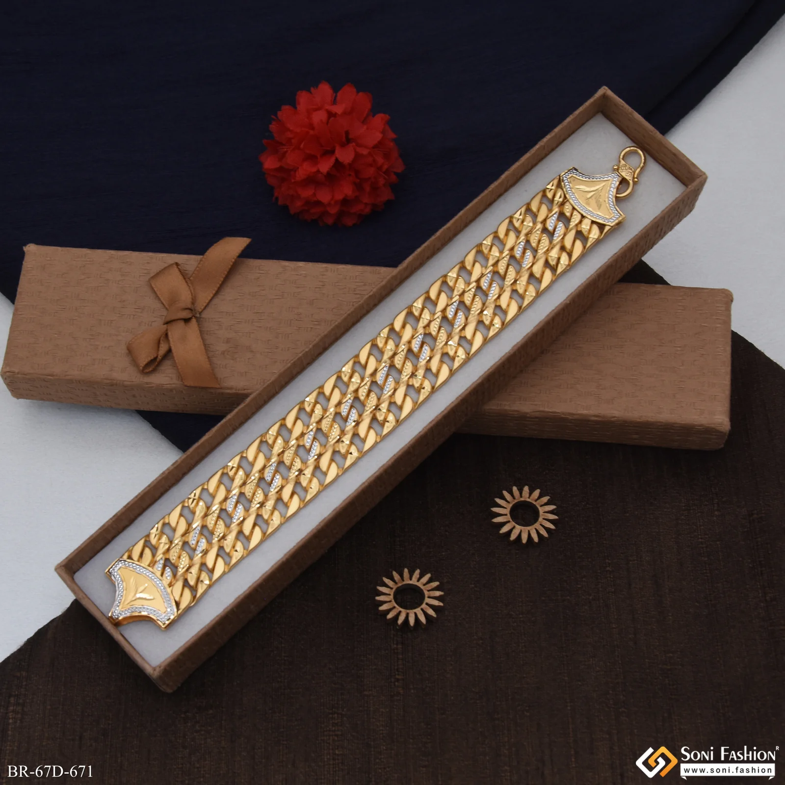 1 Gram Gold Plated Popular Design Pokal Bracelet for Men - Style D671 - Image 6