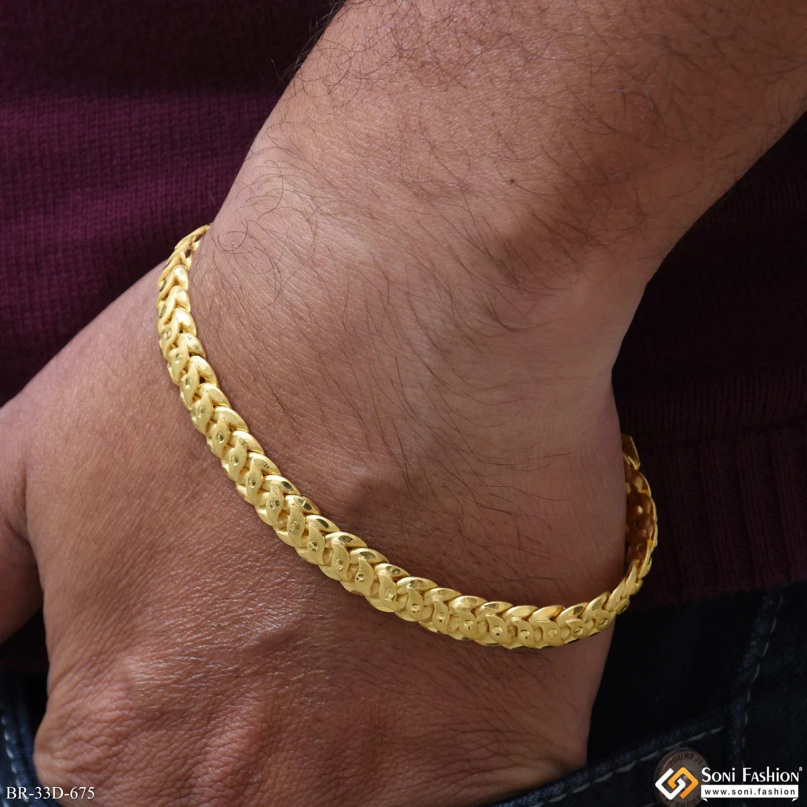1 Gram Gold Plated Popular Design Pokal Bracelet for Men - Style D675 - Image 2