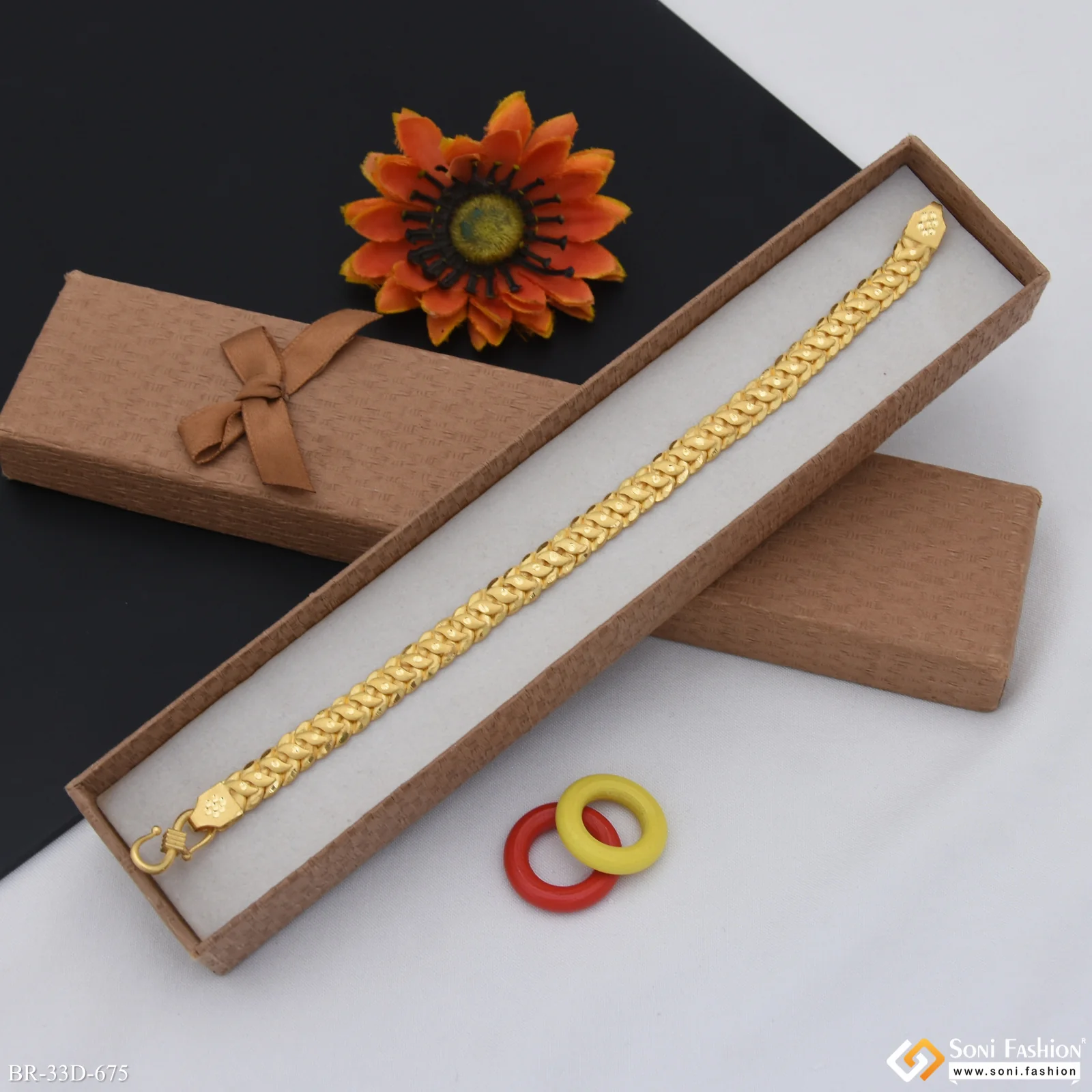 1 Gram Gold Plated Popular Design Pokal Bracelet for Men - Style D675 - Image 4
