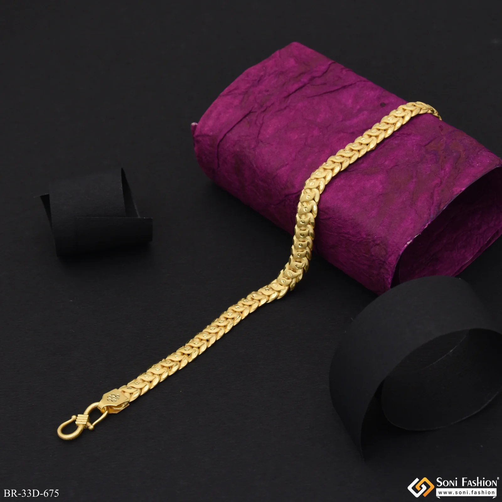 1 Gram Gold Plated Popular Design Pokal Bracelet for Men - Style D675 - Image 5
