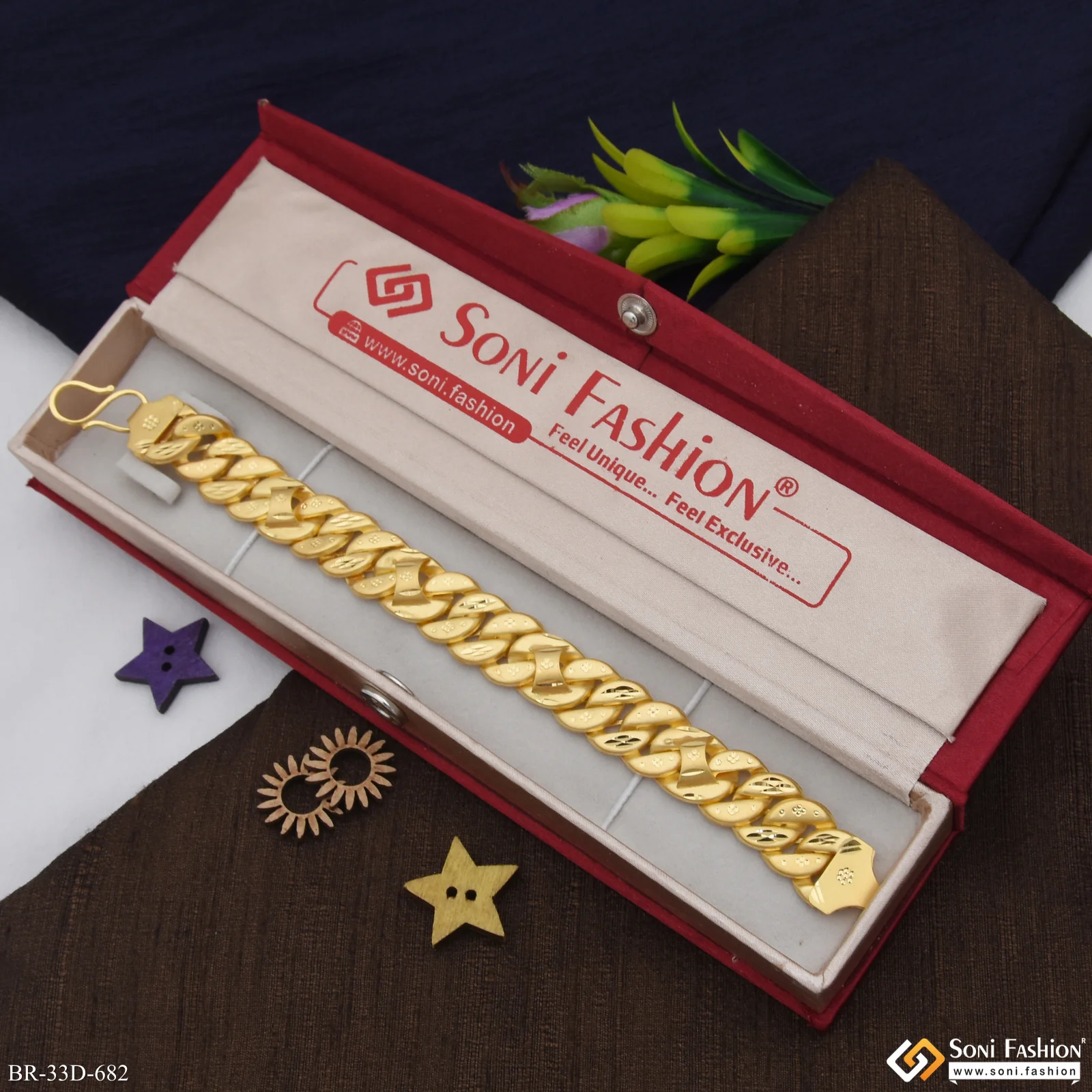 1 Gram Gold Plated Popular Design Pokal Bracelet for Men - Style D682