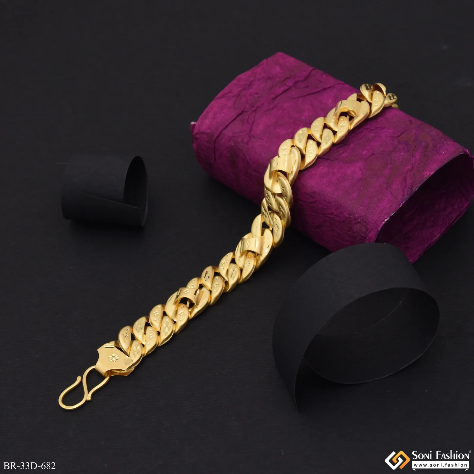 1 Gram Gold Plated Popular Design Pokal Bracelet for Men - Style D682 - Image 3